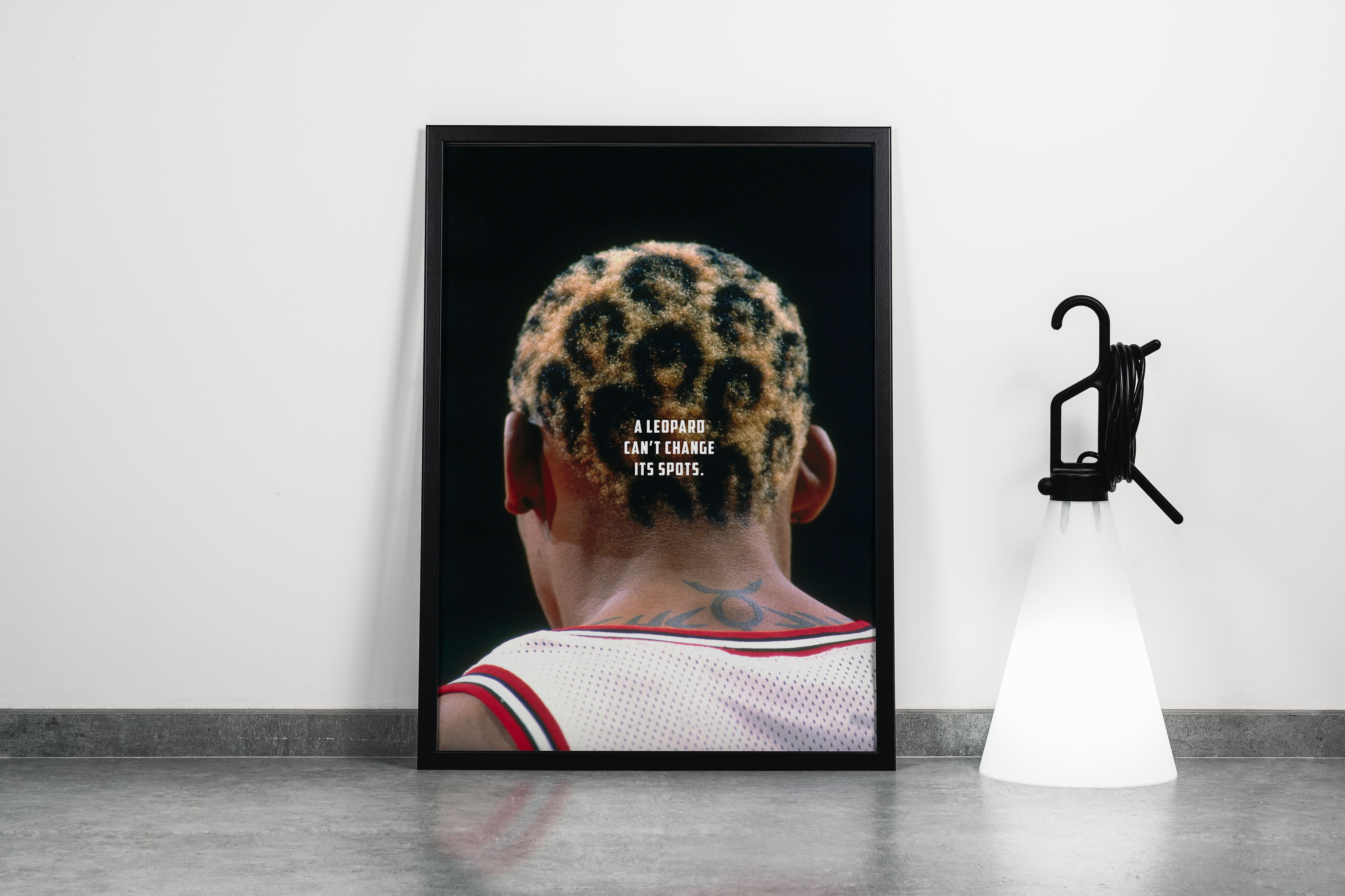 a leopard can't change its sport, dennis rodman, sport, kanvas tablo