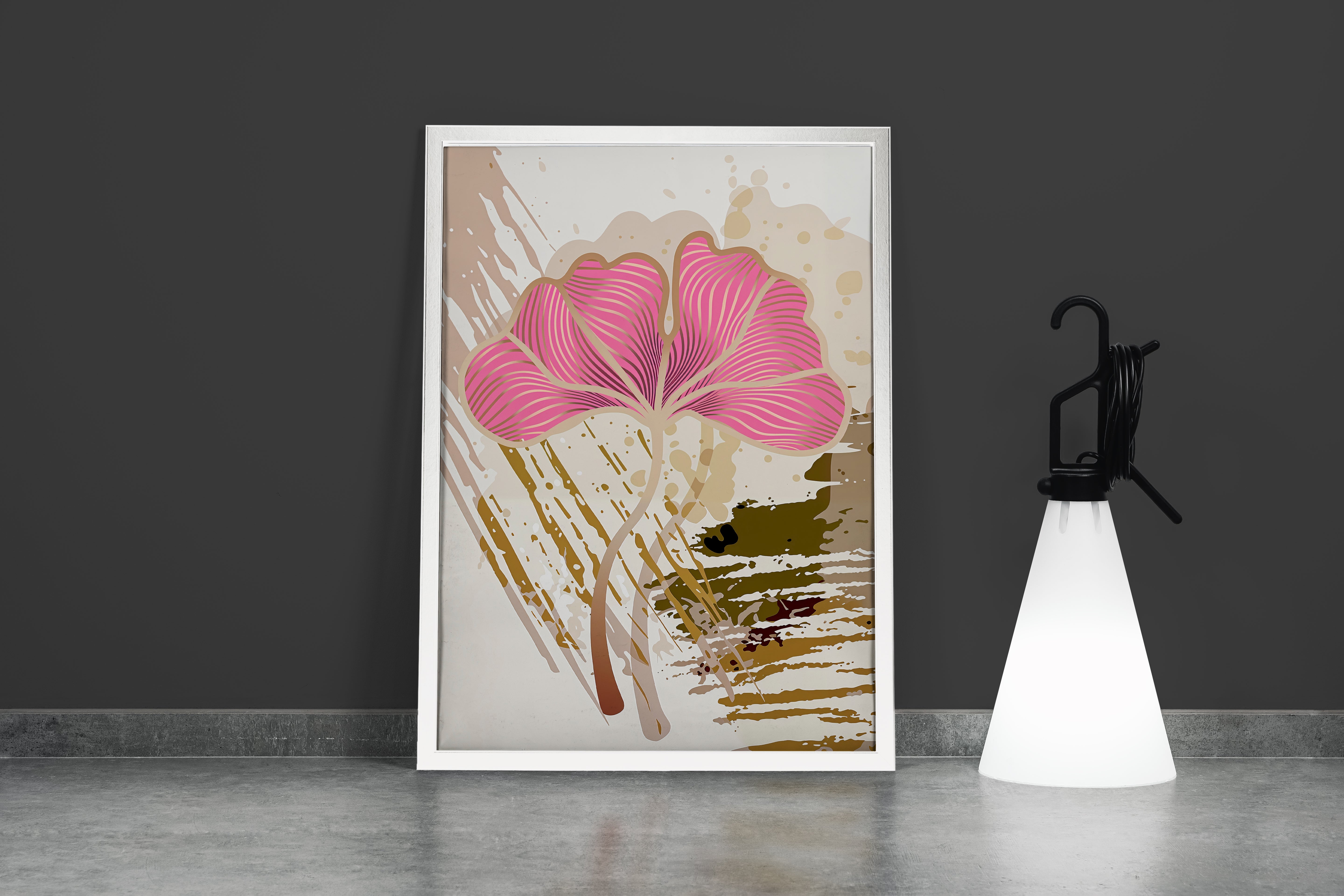 flower motif, pink, art, kanvas tablo