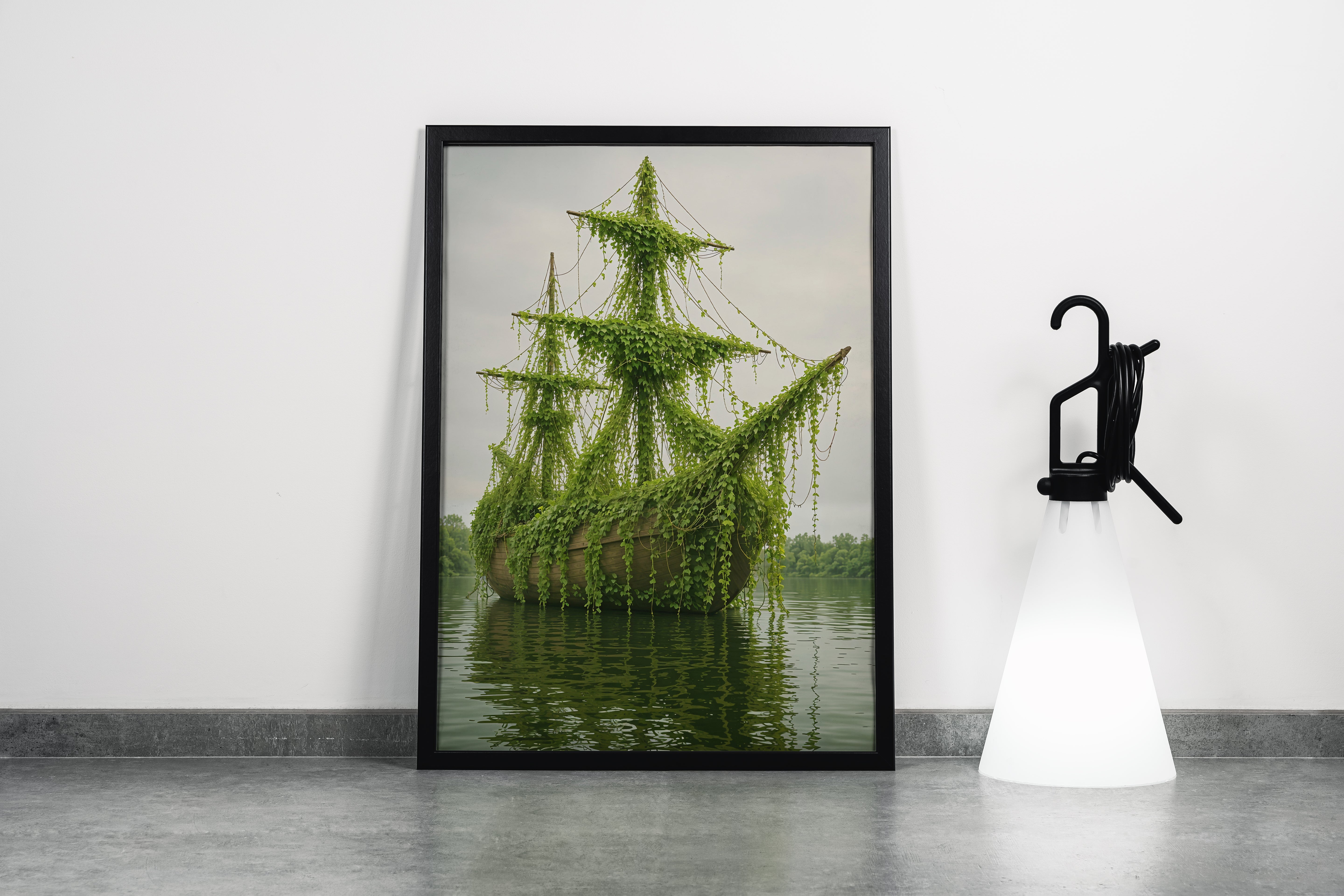 ai creation, floating sunken ship, ai art, art, kanvas tablo