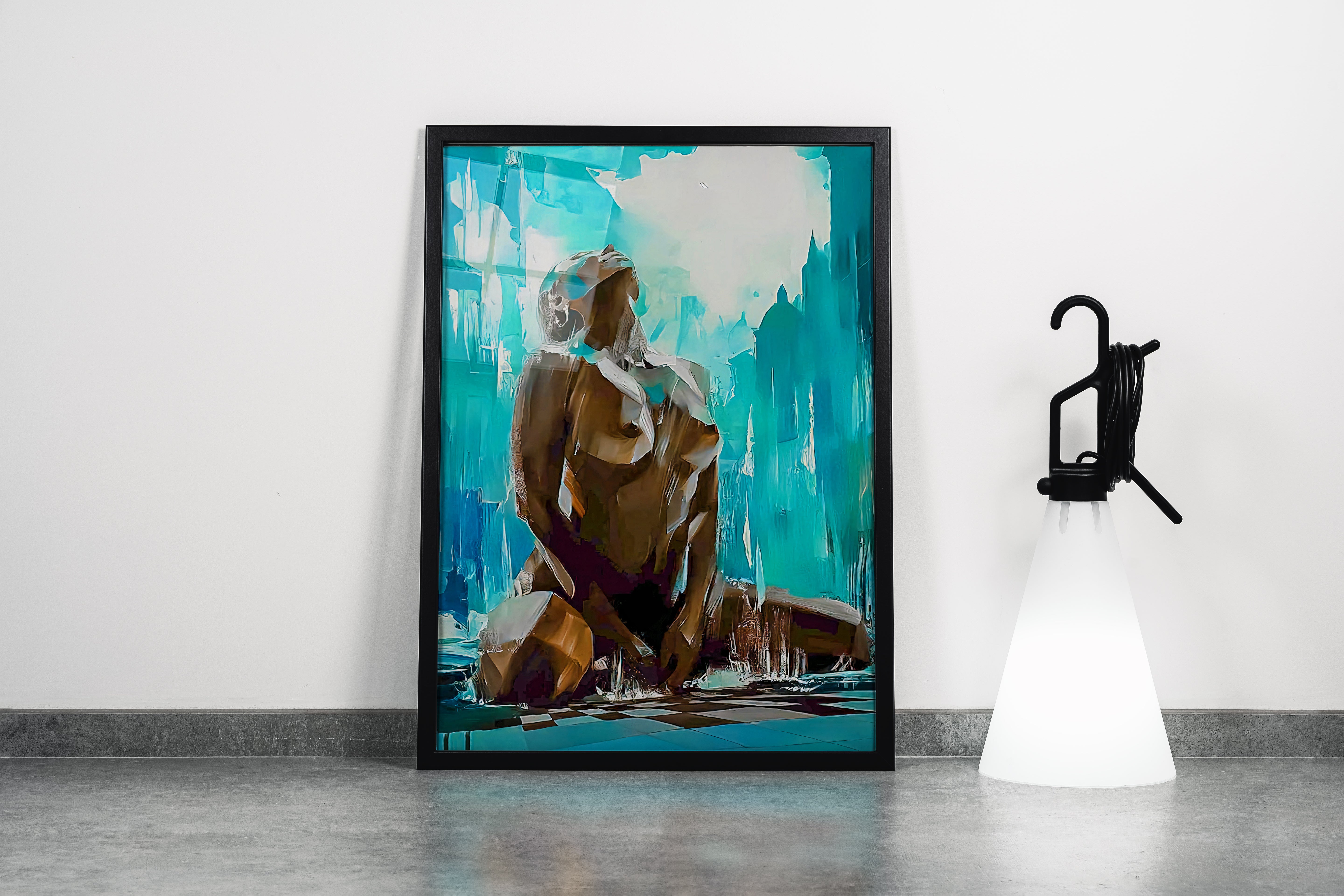 depiction of a naked perseverance woman with cubic, art, kanvas tablo