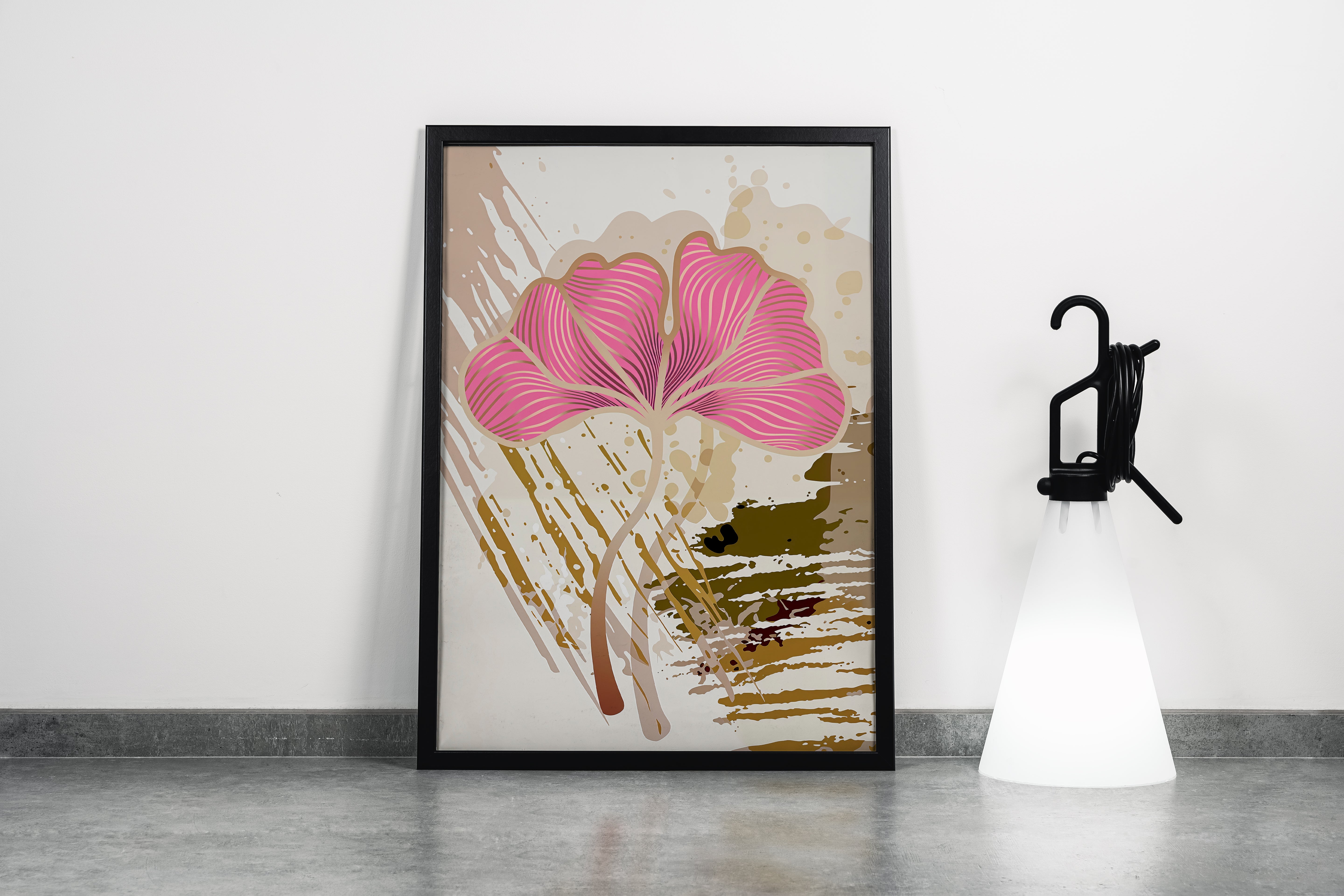 flower motif, pink, art, kanvas tablo
