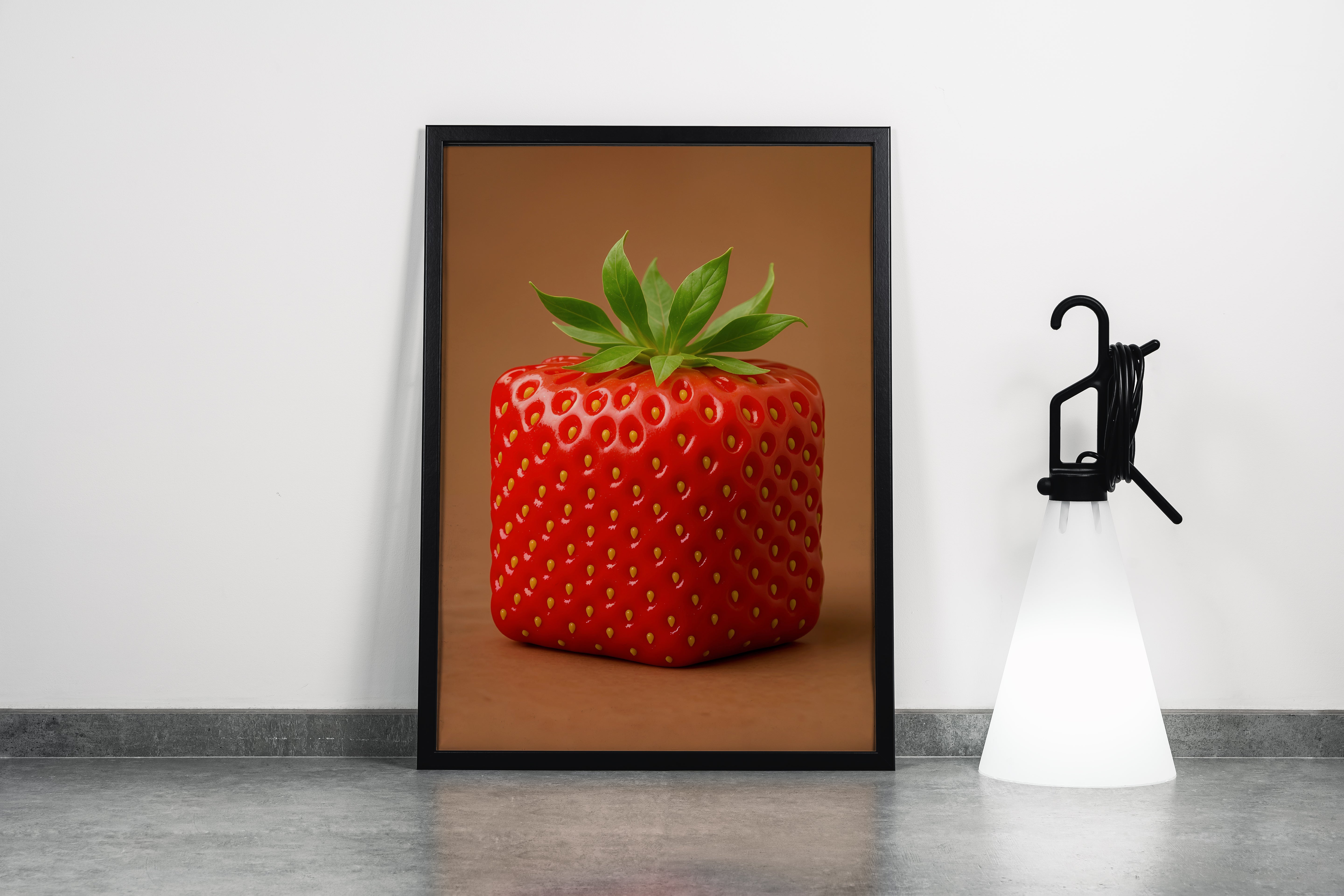 ai creation, square strawberry, ai art, art, kanvas tablo
