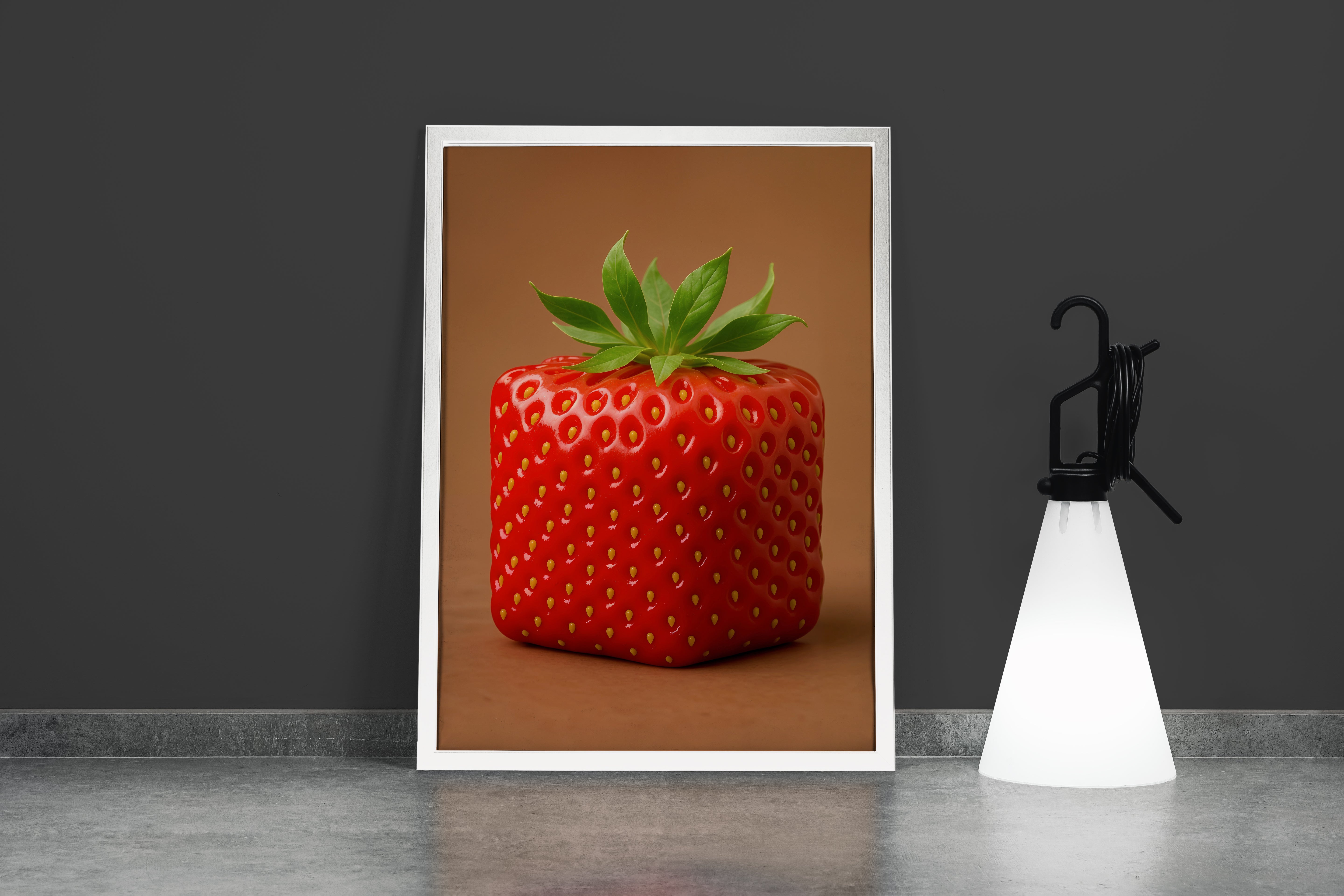 ai creation, square strawberry, ai art, art, kanvas tablo