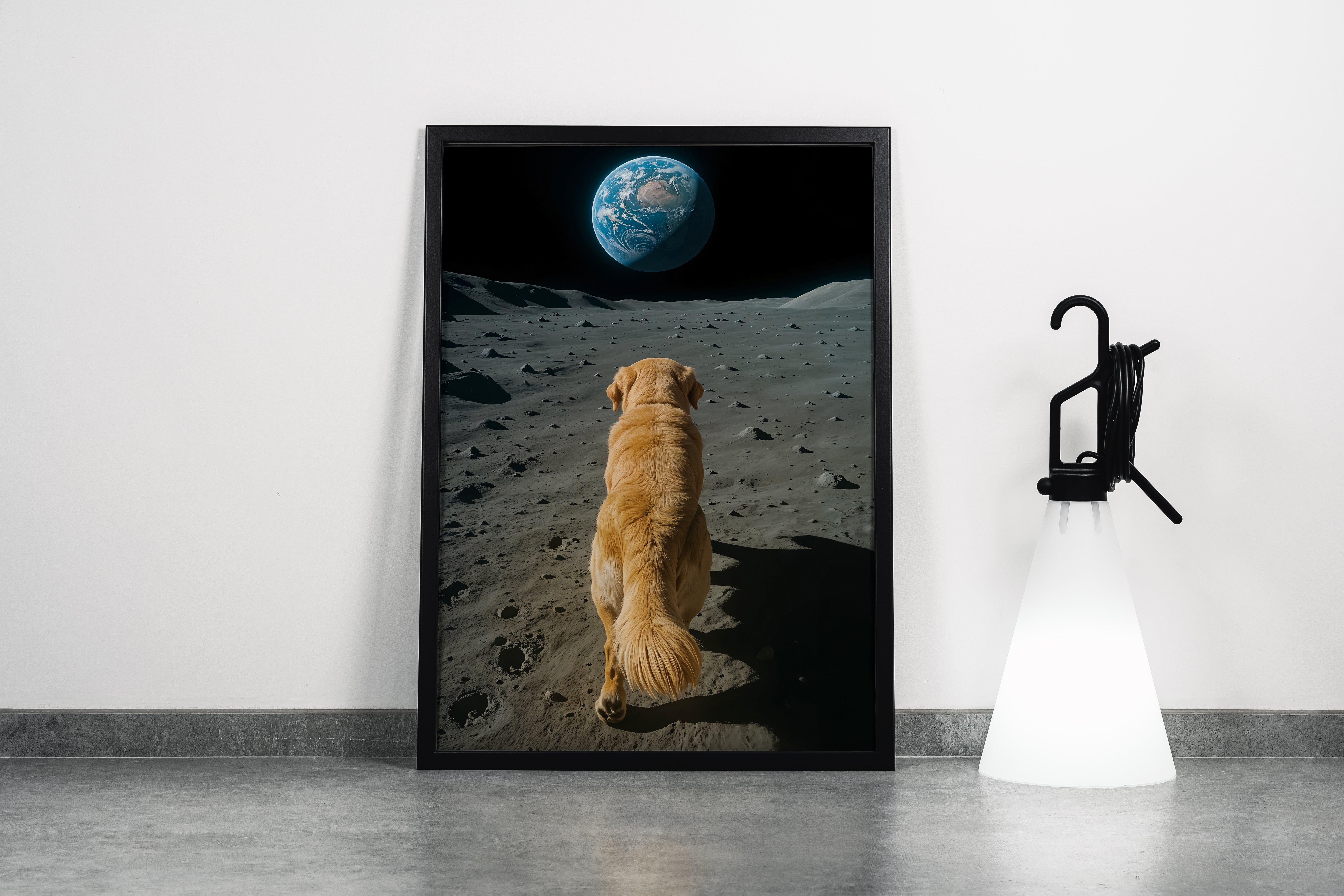 ai creation, dog/moon/earth, ai art, art, kanvas tablo