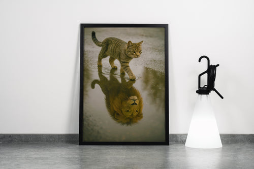 ai creation, cat/giant mirror, ai art, art, kanvas tablo