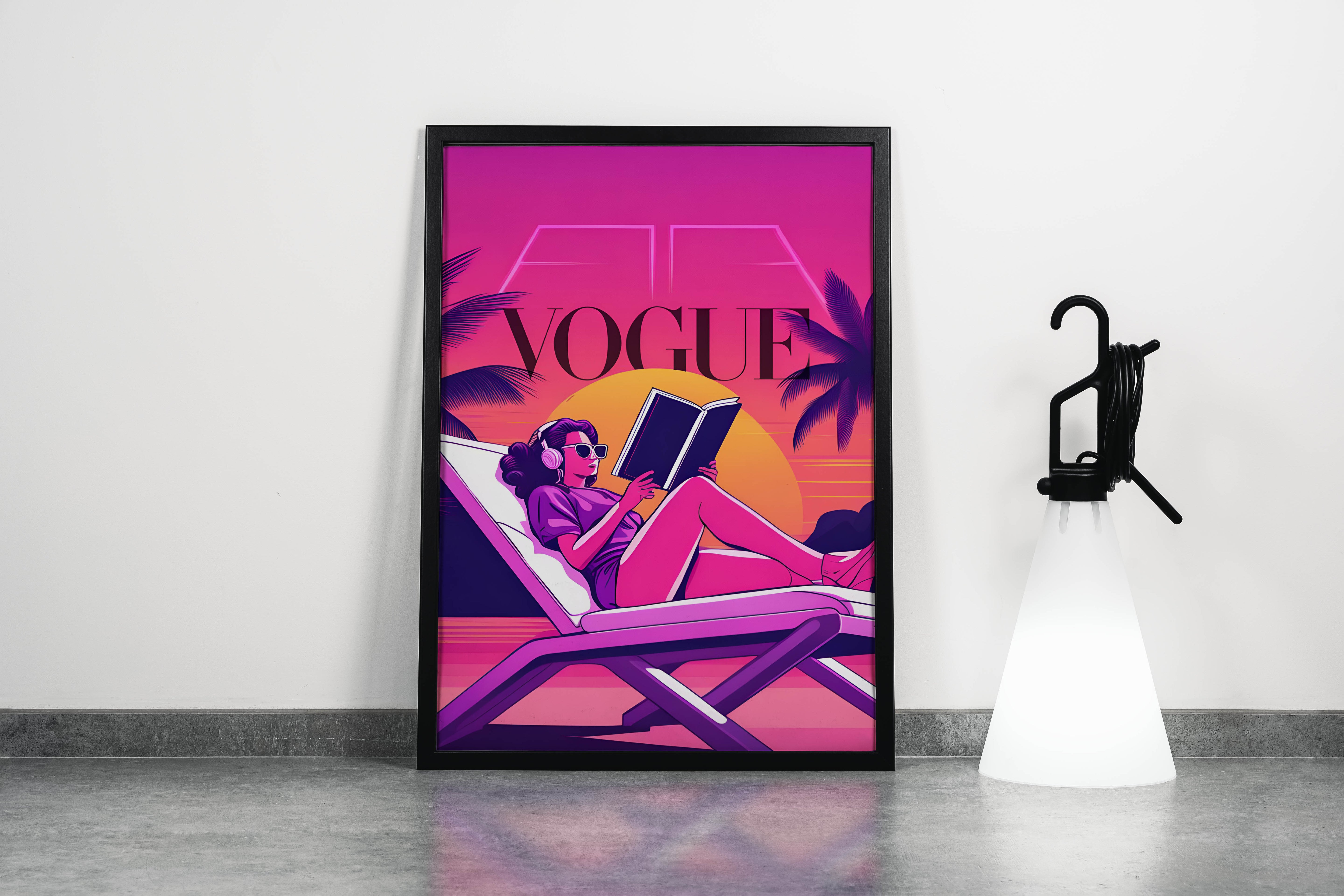 retrowave vogue, pop art, beauty, sunshine, art, kanvas tablo