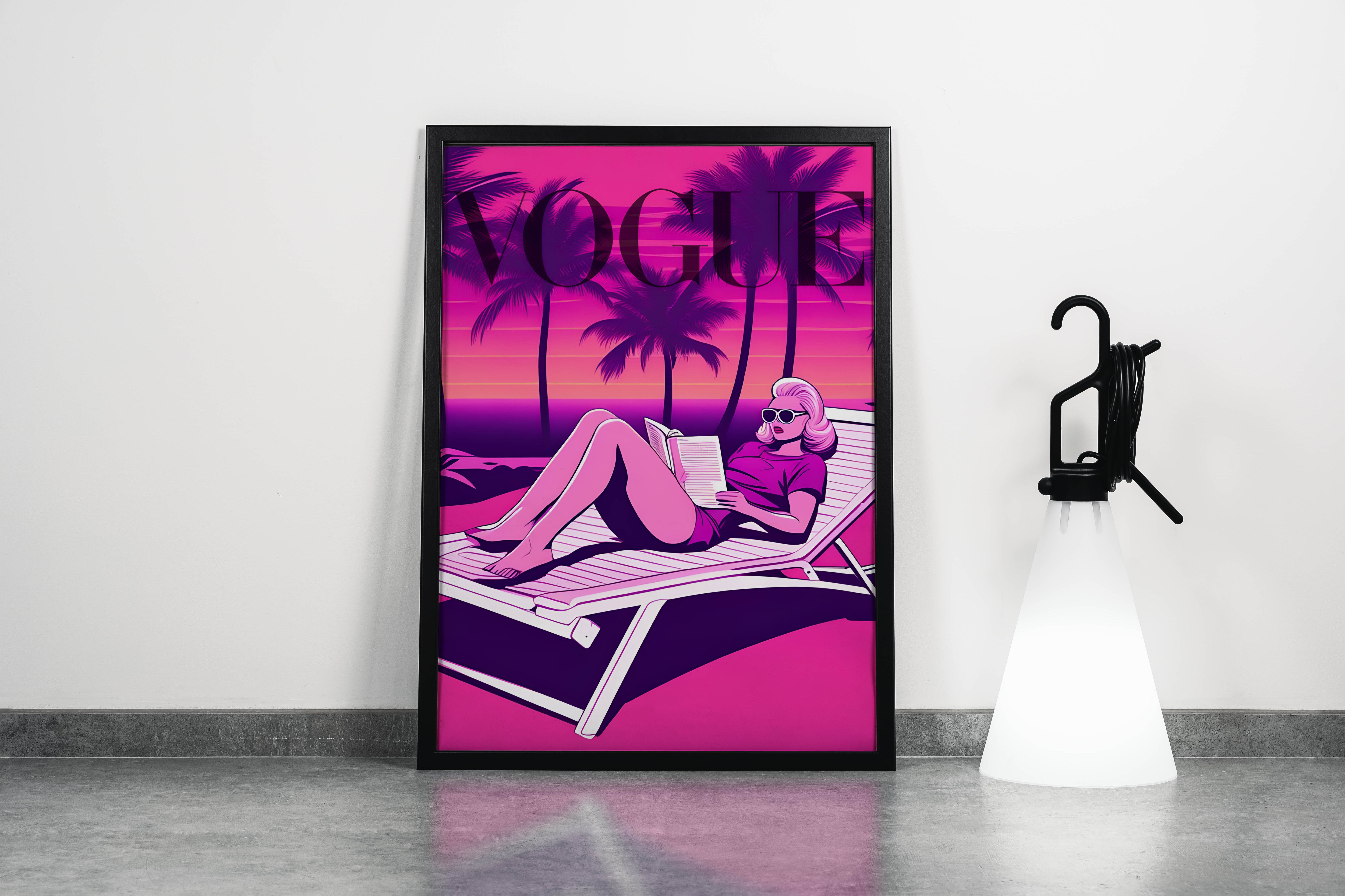 retrowave vogue, pop art, beauty, reading, art, kanvas tablo