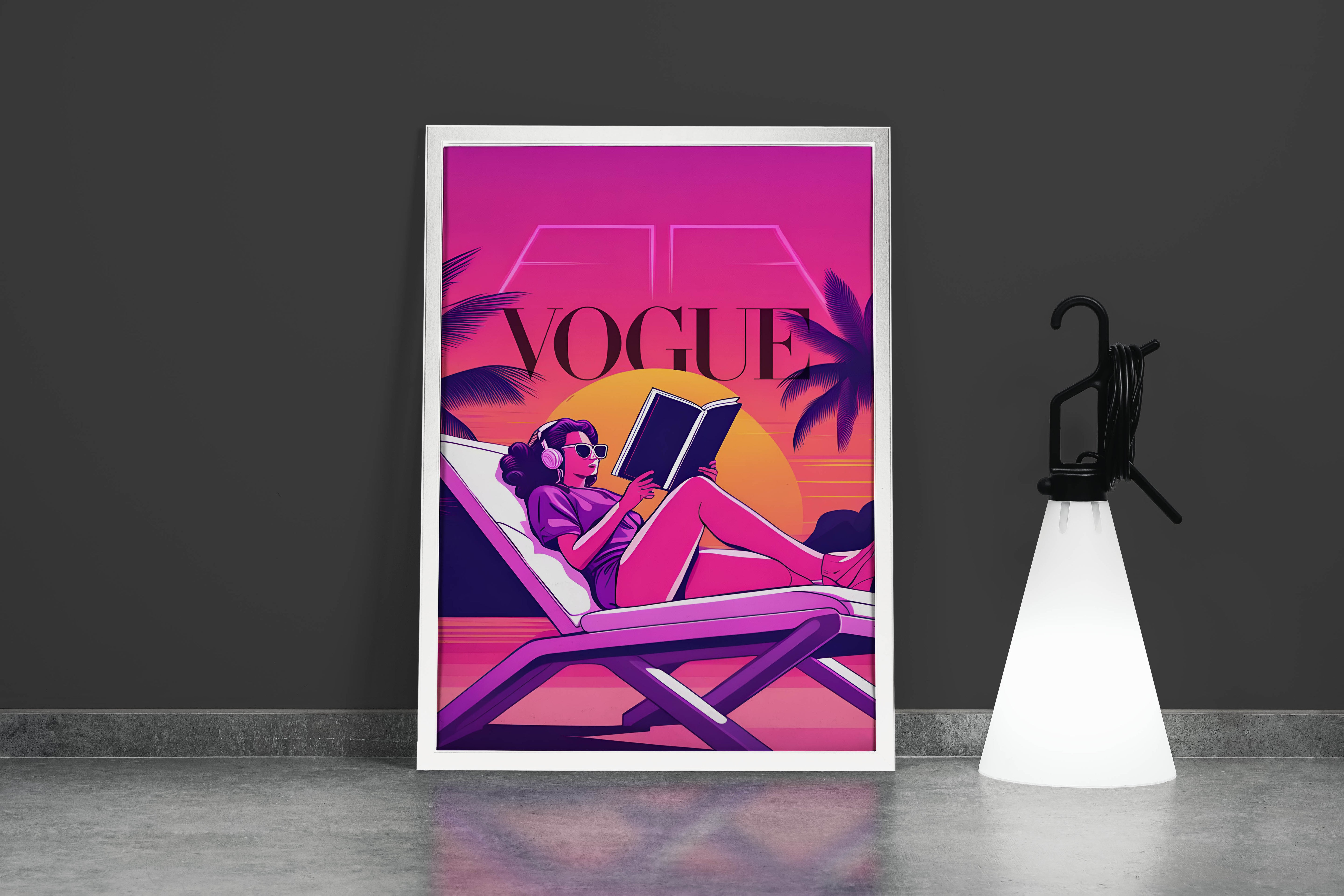 retrowave vogue, pop art, beauty, sunshine, art, kanvas tablo