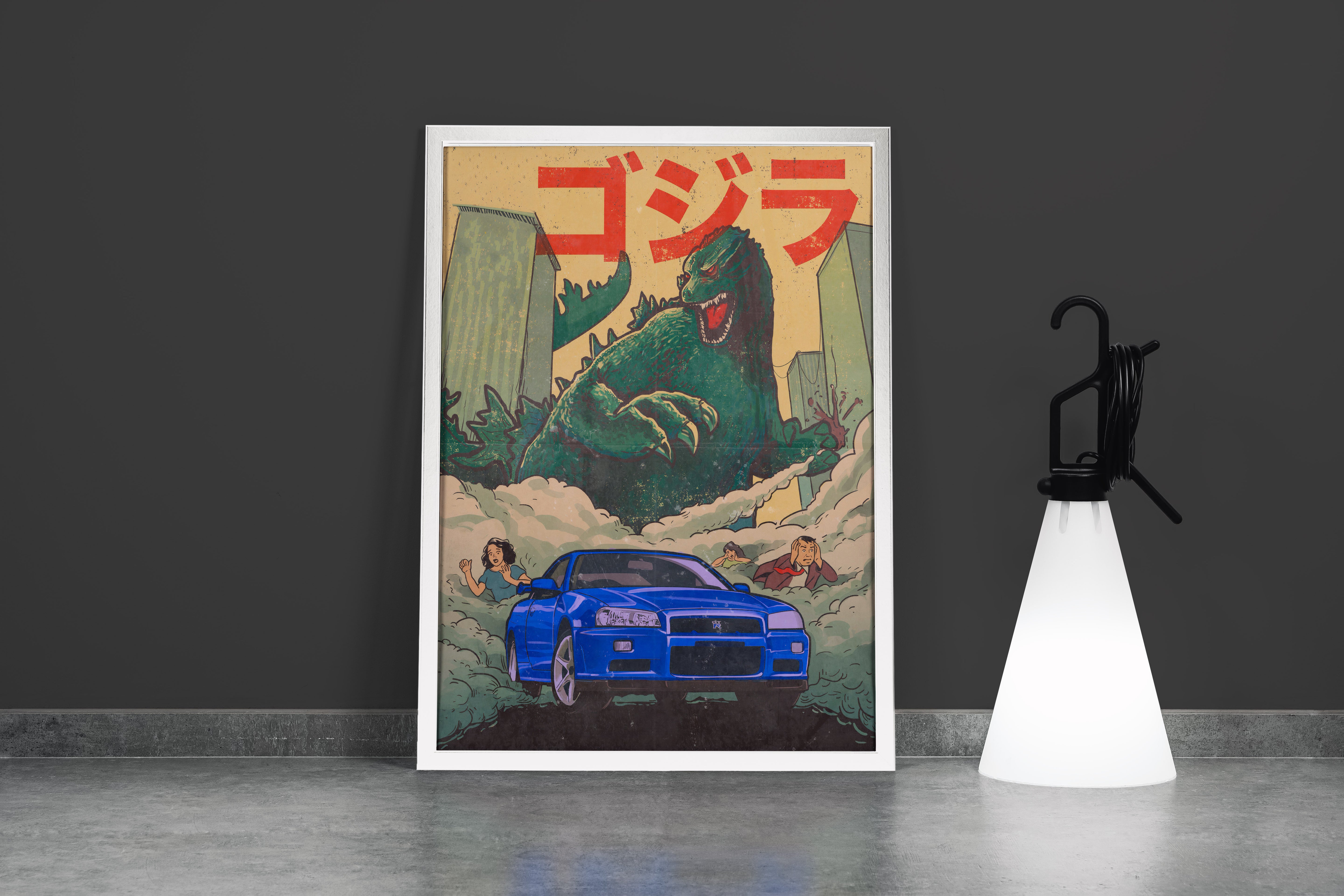 godzilla model 1, movies, art, kanvas tablo