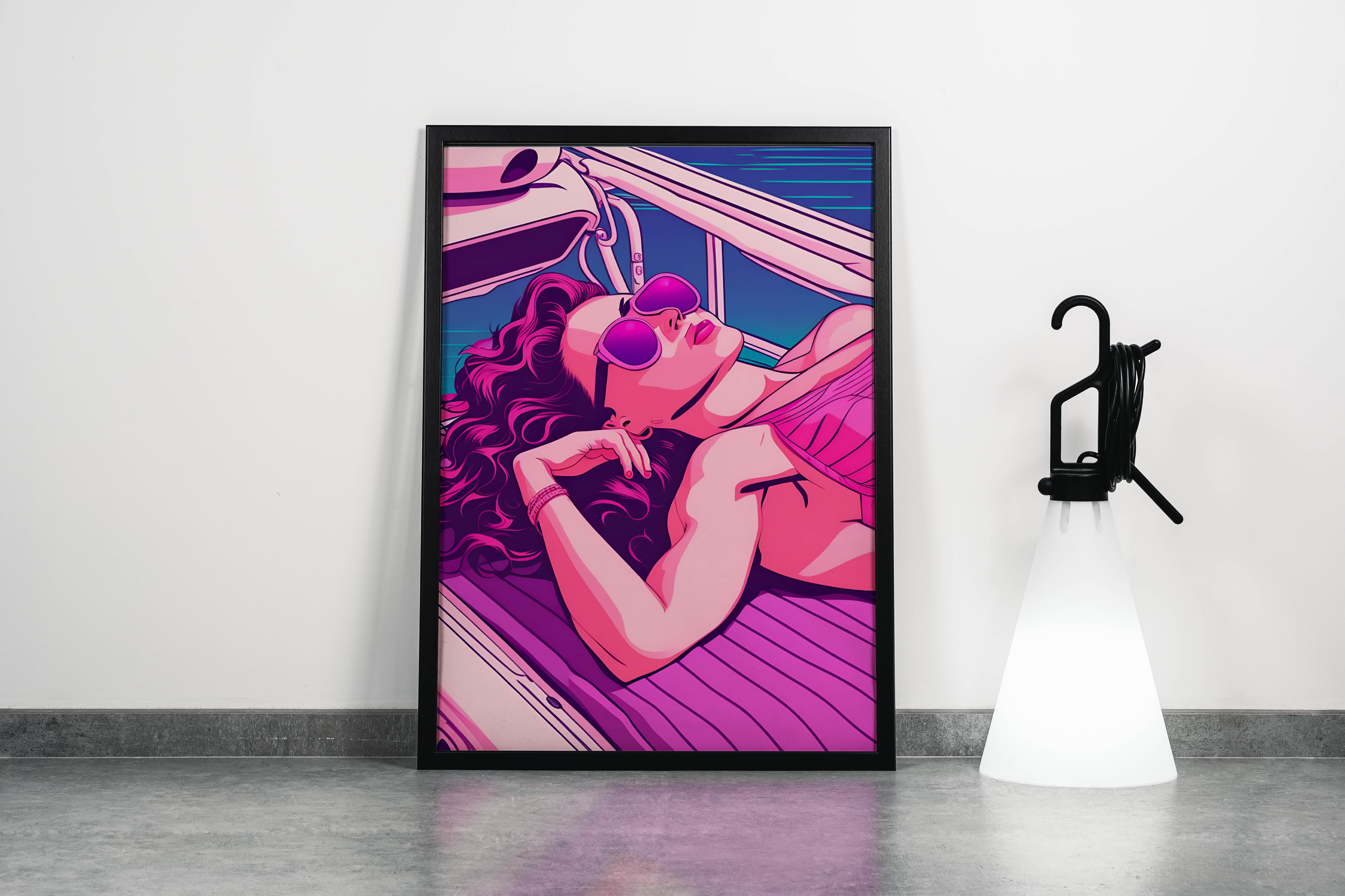 retrowave vogue, pop art, beauty, sunshine, art, kanvas tablo