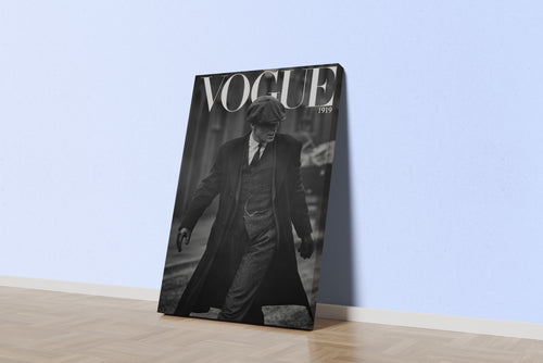 a black and white vogue cover featuring thomas shelby from peaky blinders, art, kanvas tablo