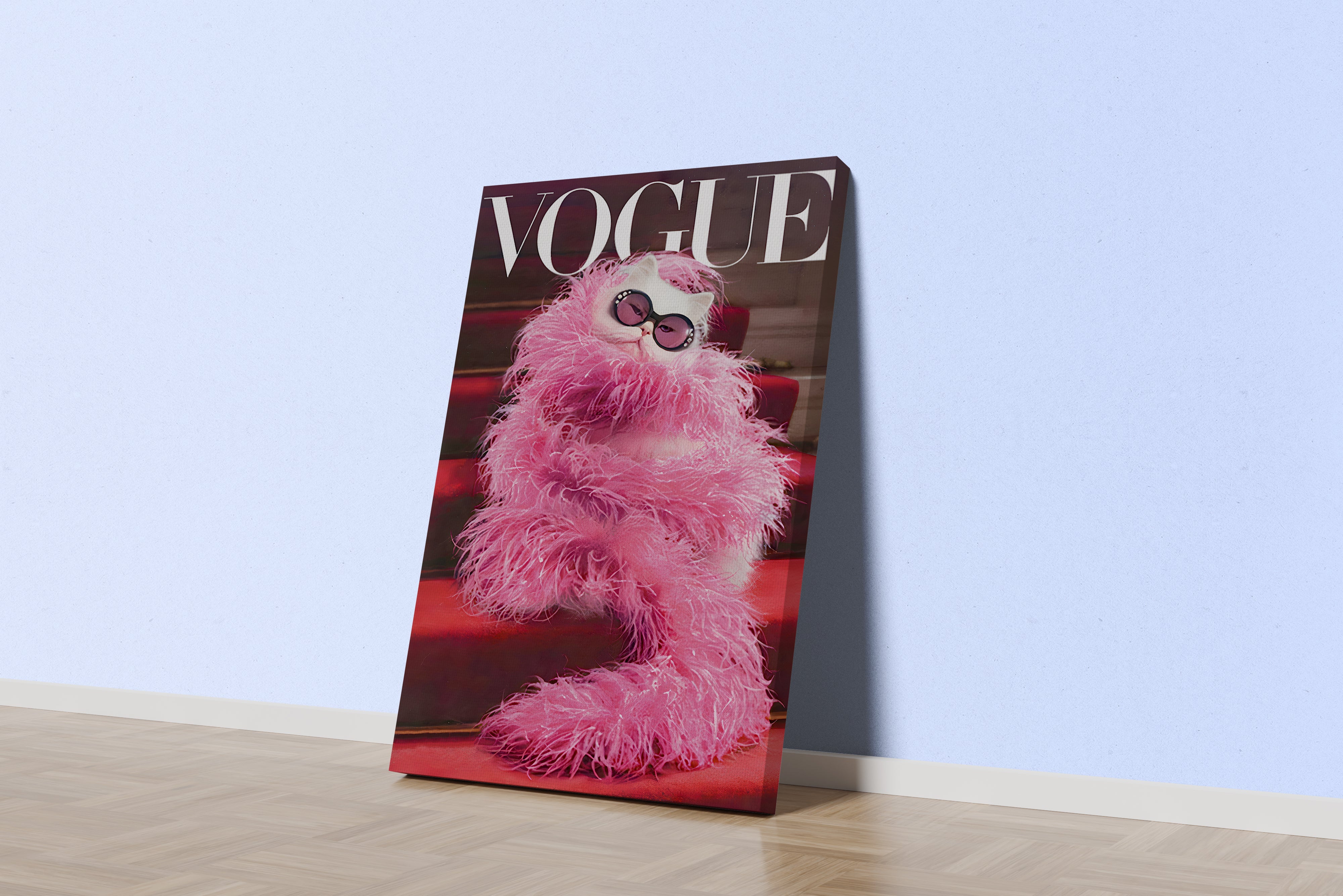 cat with glasses vogue, pet, art, kanvas tablo