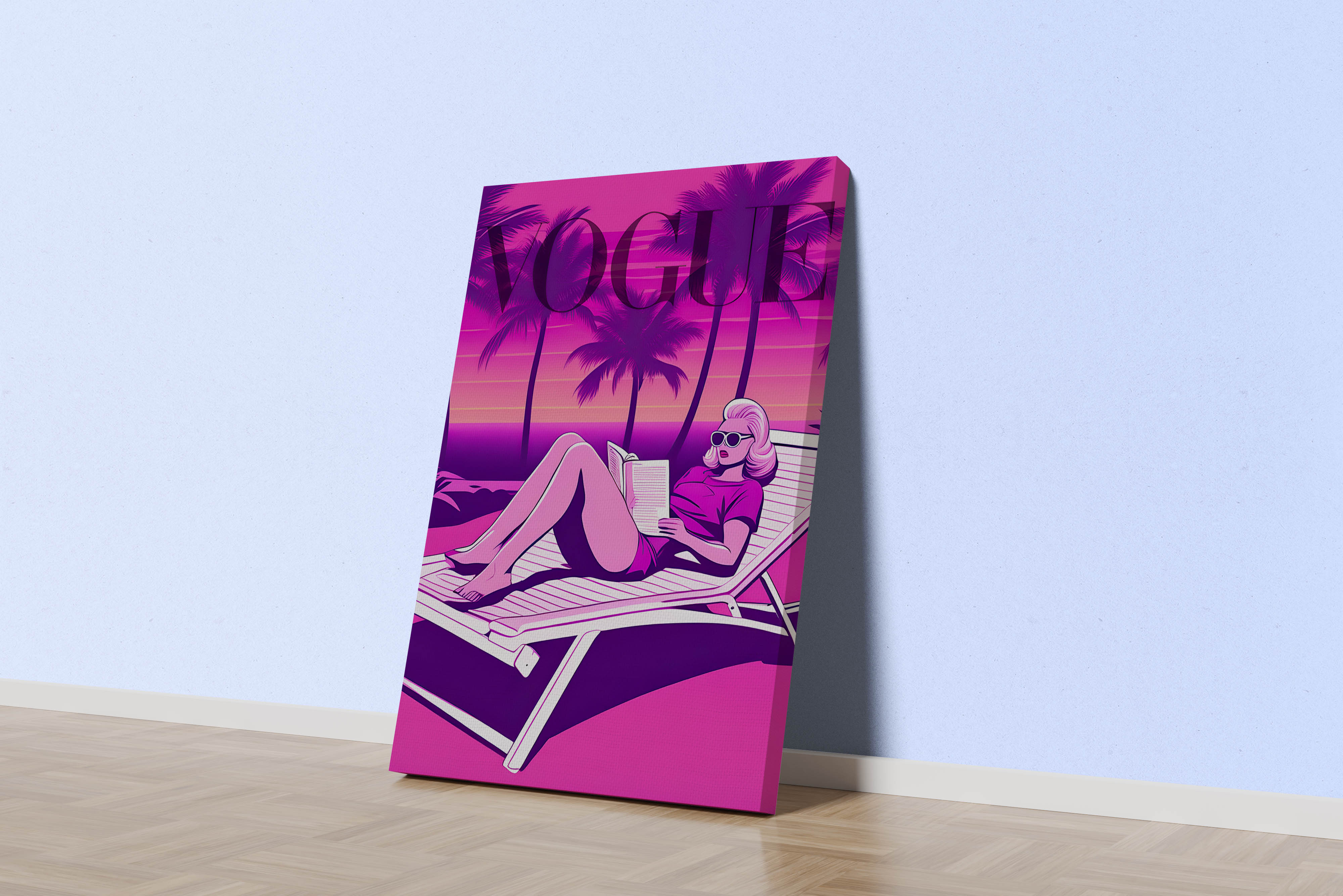 retrowave vogue, pop art, beauty, reading, art, kanvas tablo