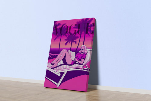retrowave vogue, pop art, beauty, reading, art, kanvas tablo