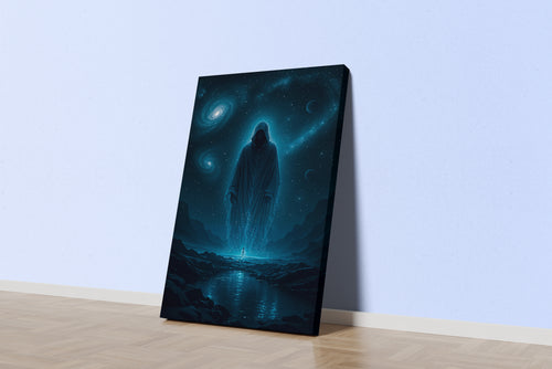 ai creation, giant man in black mystical cloak, ai art, art, kanvas tablo