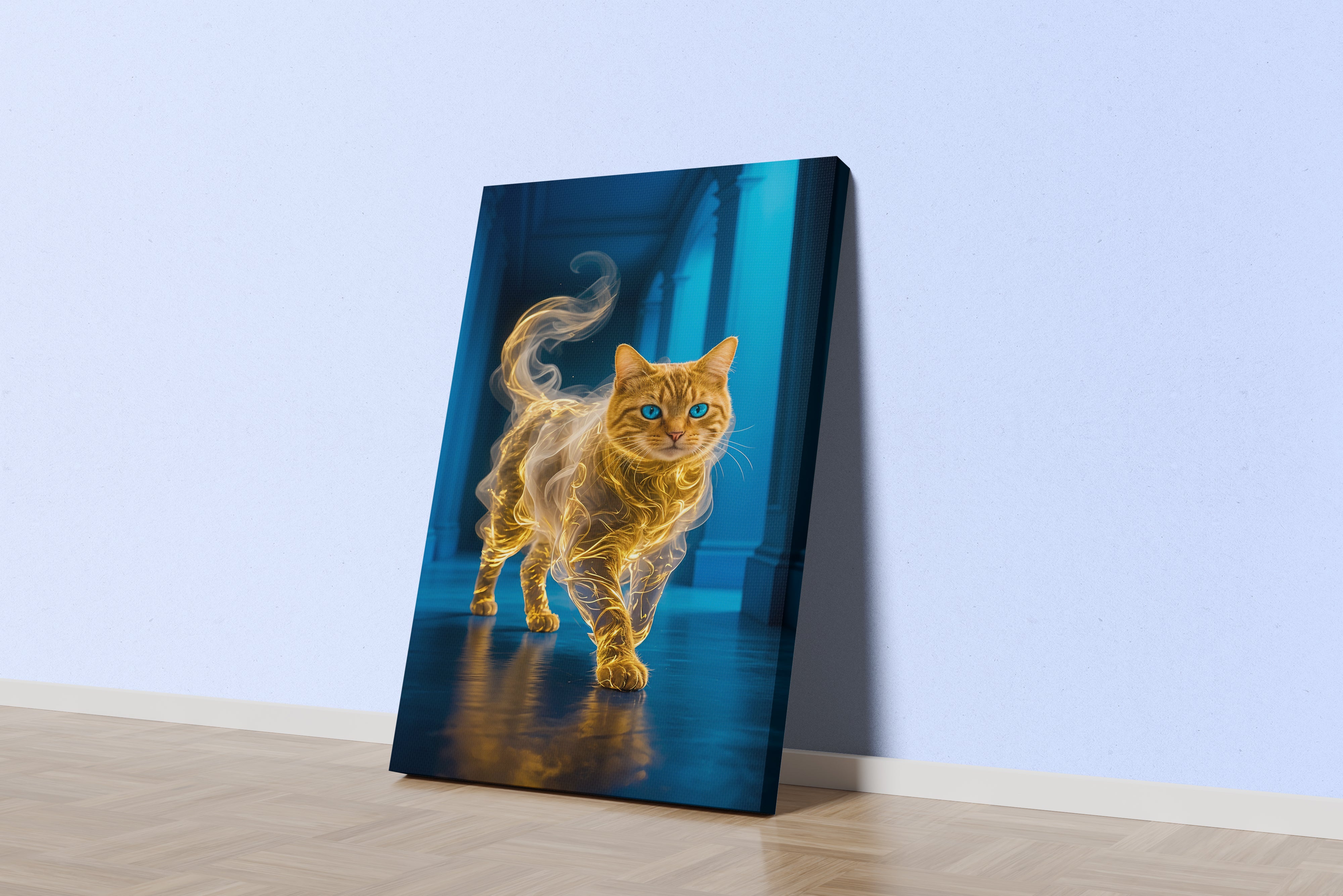ai creation, wrapped in yellowish colors, pet, ai art, art, kanvas tablo