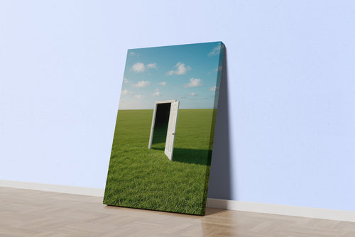 ai creation, a door opening into the void in a windows themed view, ai art, art, kanvas tablo