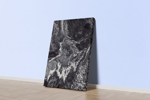a highly detailed, textured black and white abstract image resembling a cosmic landscape, abstract, art, kanvas tablo