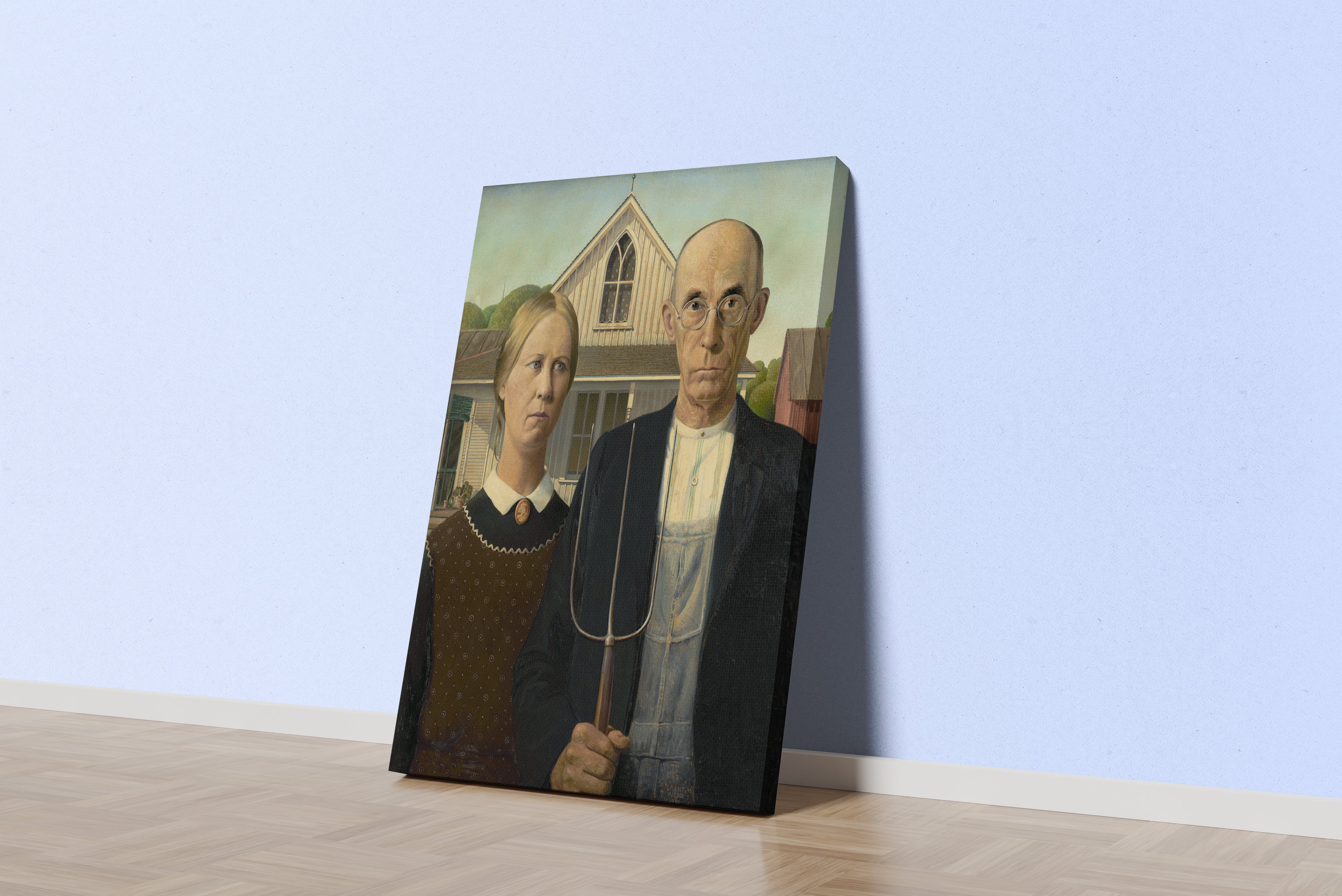 Grant Wood American Gothic Kanvas Tablo