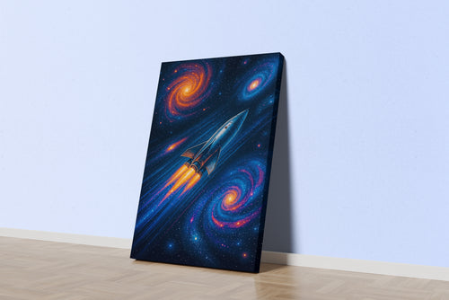 ai creation, spacecraft passing through nebulas, ai art, art, kanvas tablo