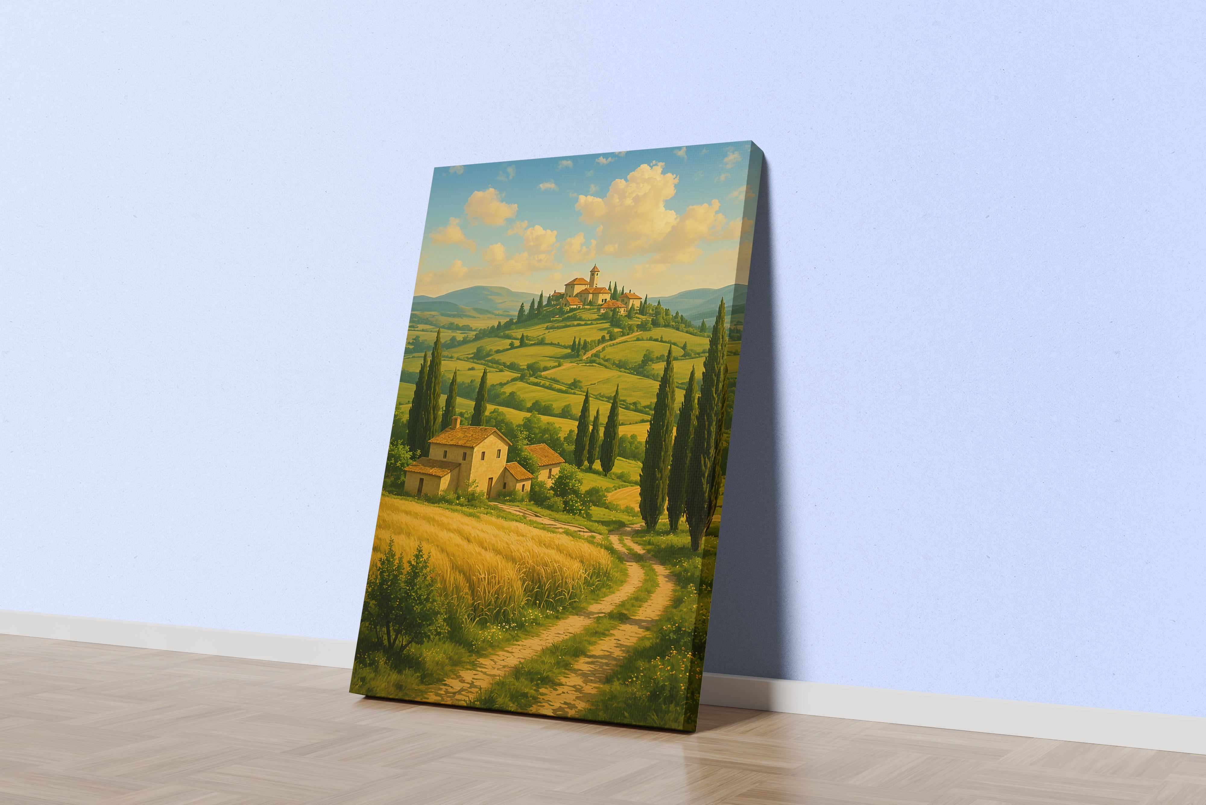 ai creation, the house in the middle of the fields model 2, ai art, art, kanvas tablo