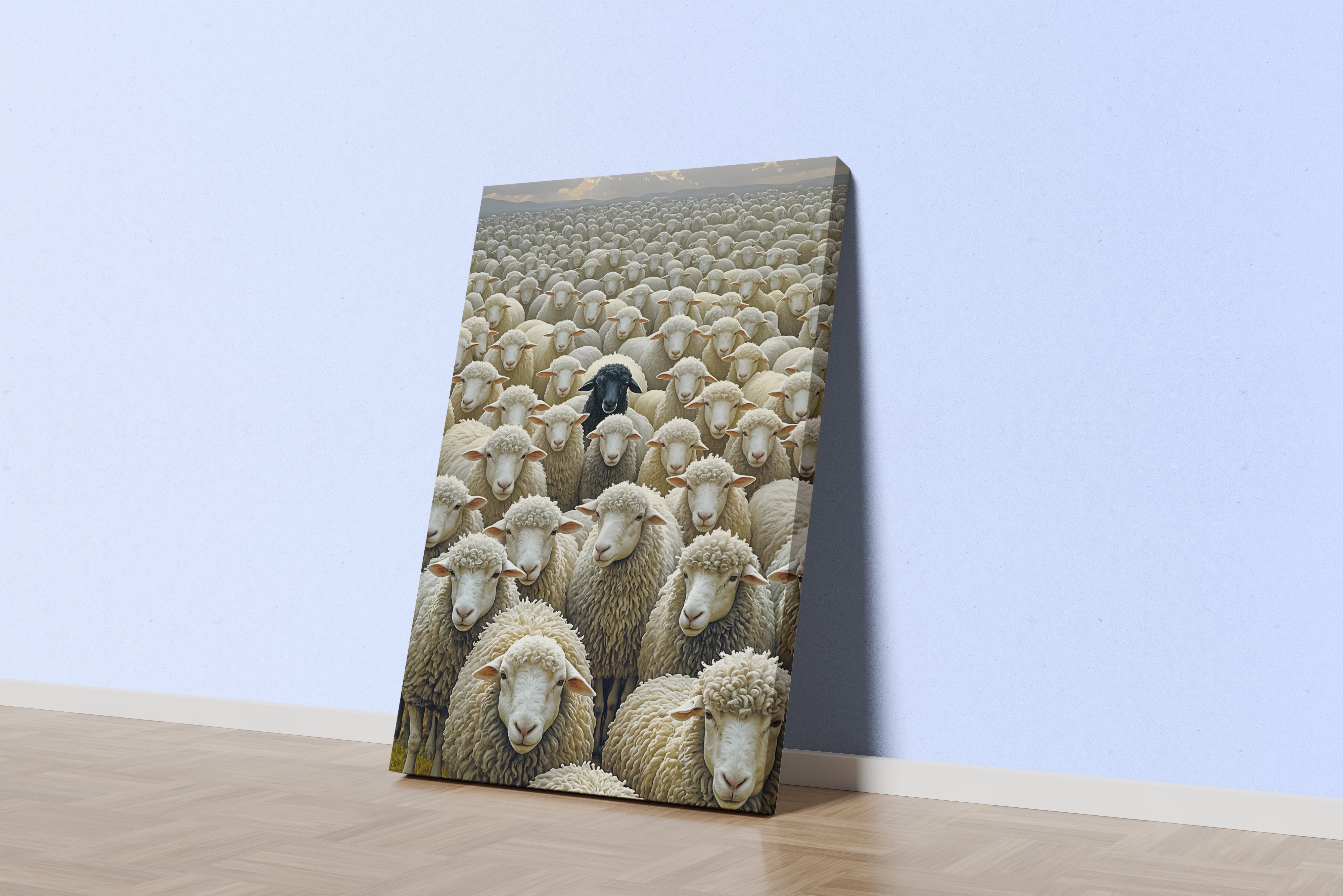 ai creation, the black sheep among the sheep, ai art, art, kanvas tablo