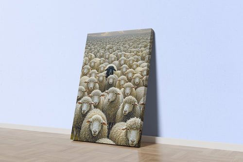 ai creation, the black sheep among the sheep, ai art, art, kanvas tablo