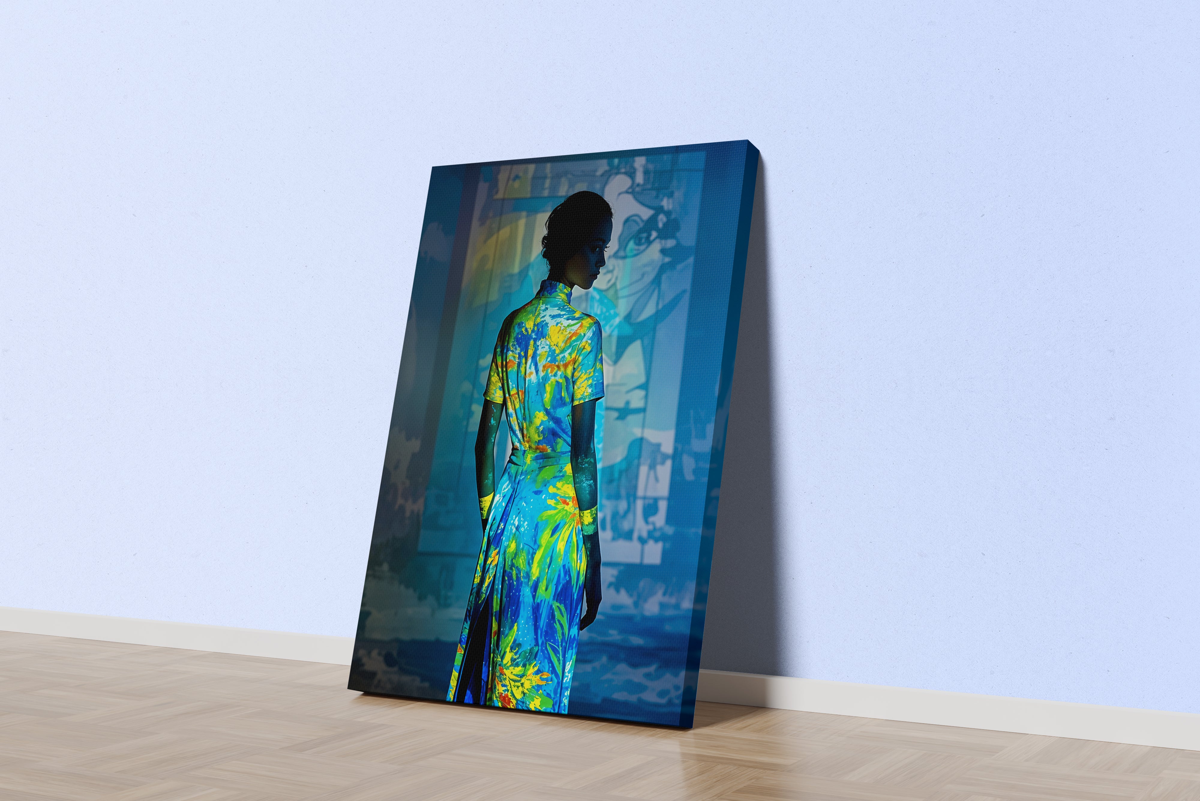 ai creation, asian flowers and asian women, colorful, ai art, art, kanvas tablo