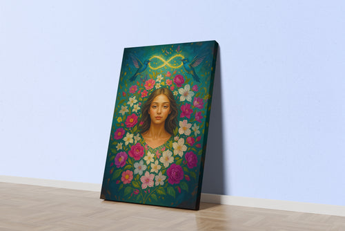ai creation, woman wrapped in flowers, ai art, art, kanvas tablo