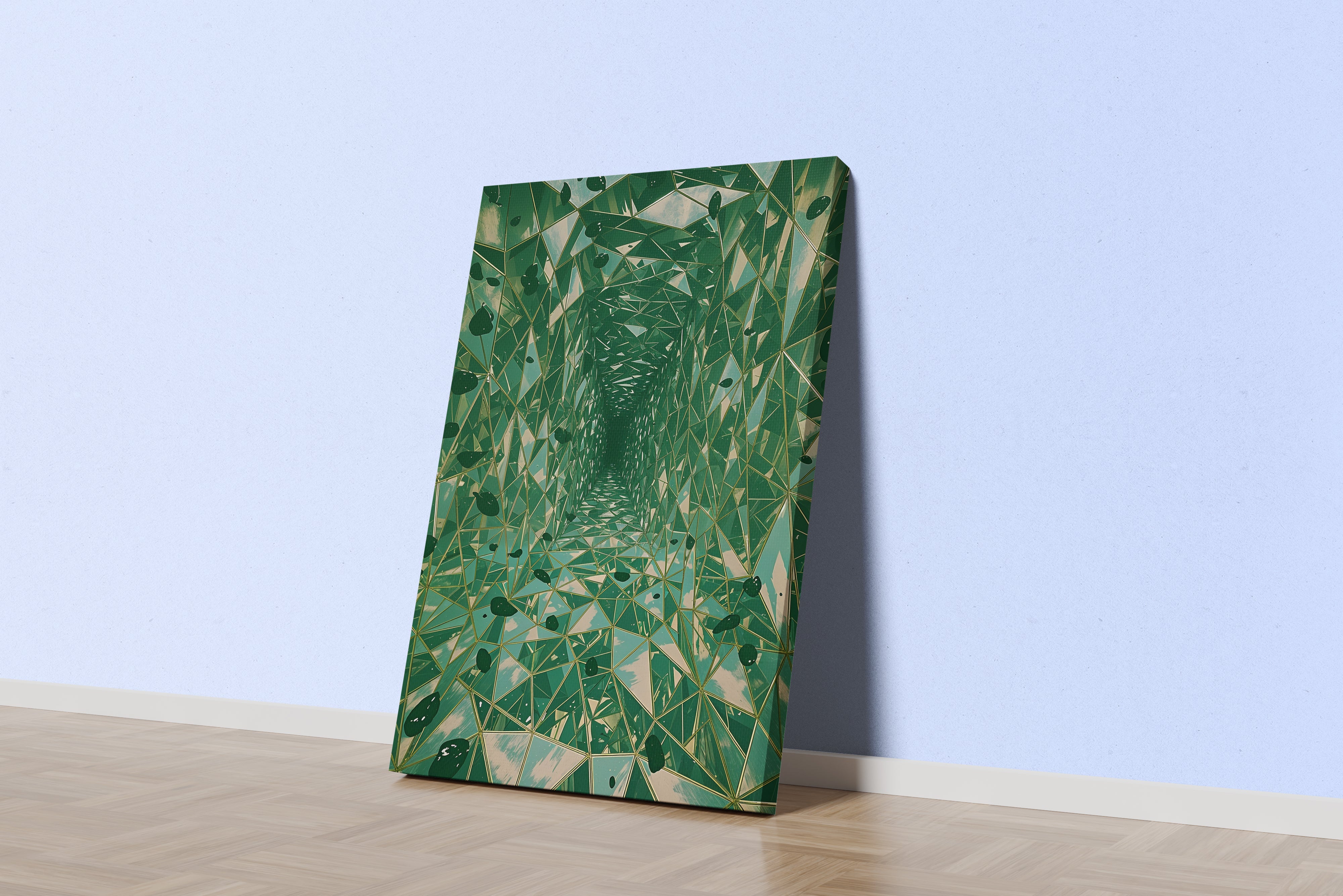 ai creation, corridor full of crystallized mirrors, ai art, art, kanvas tablo