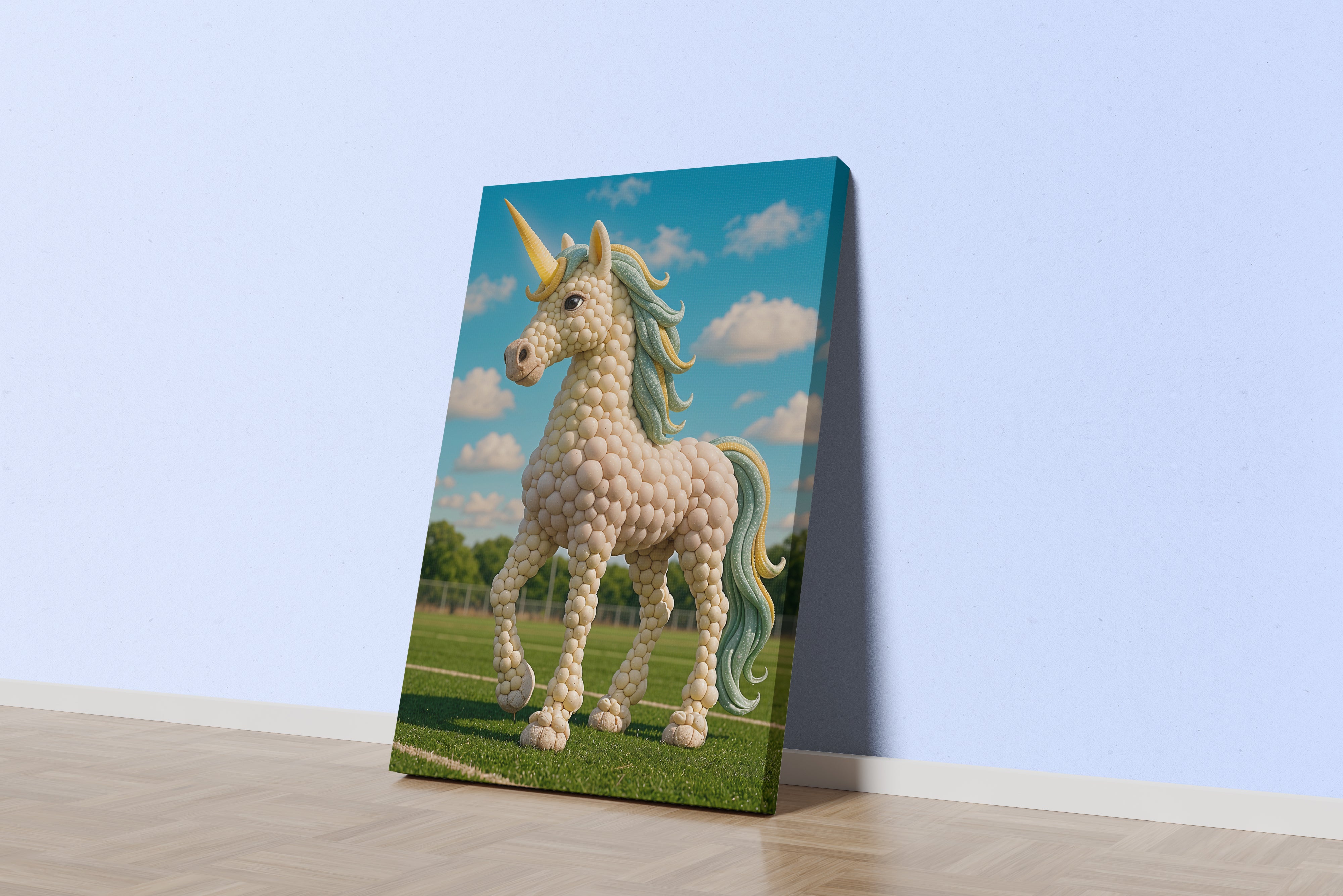 ai creation, white bead motif unicorn, ai art, art, kanvas tablo
