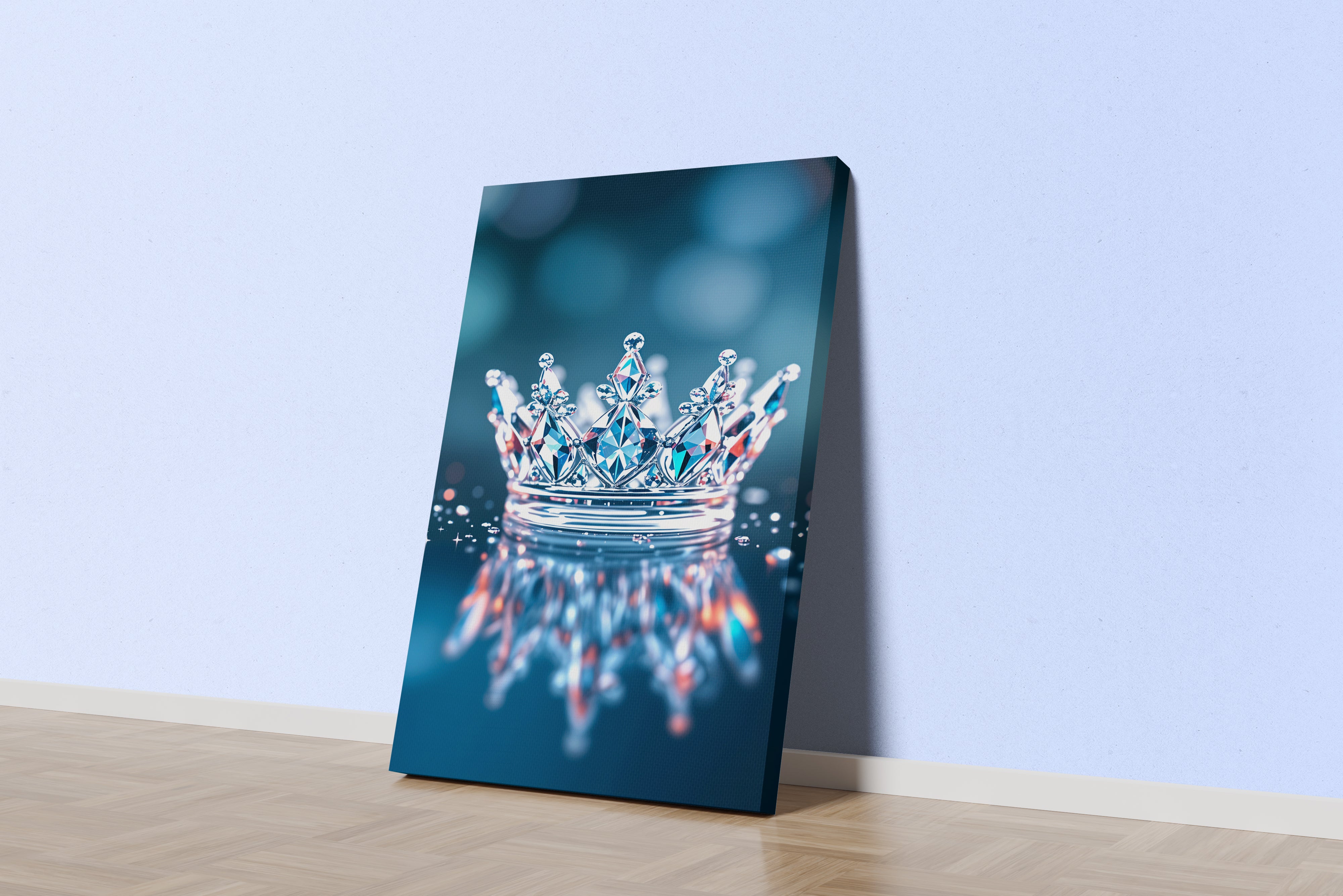ai creation, crystal crown and its reflection, ai art, art, kanvas tablo