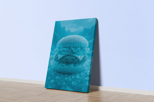 Buzul Çağından Bir Hamburger Donmuş Hamburger Manzarası Pop Art Temalı Kanvas Tablo