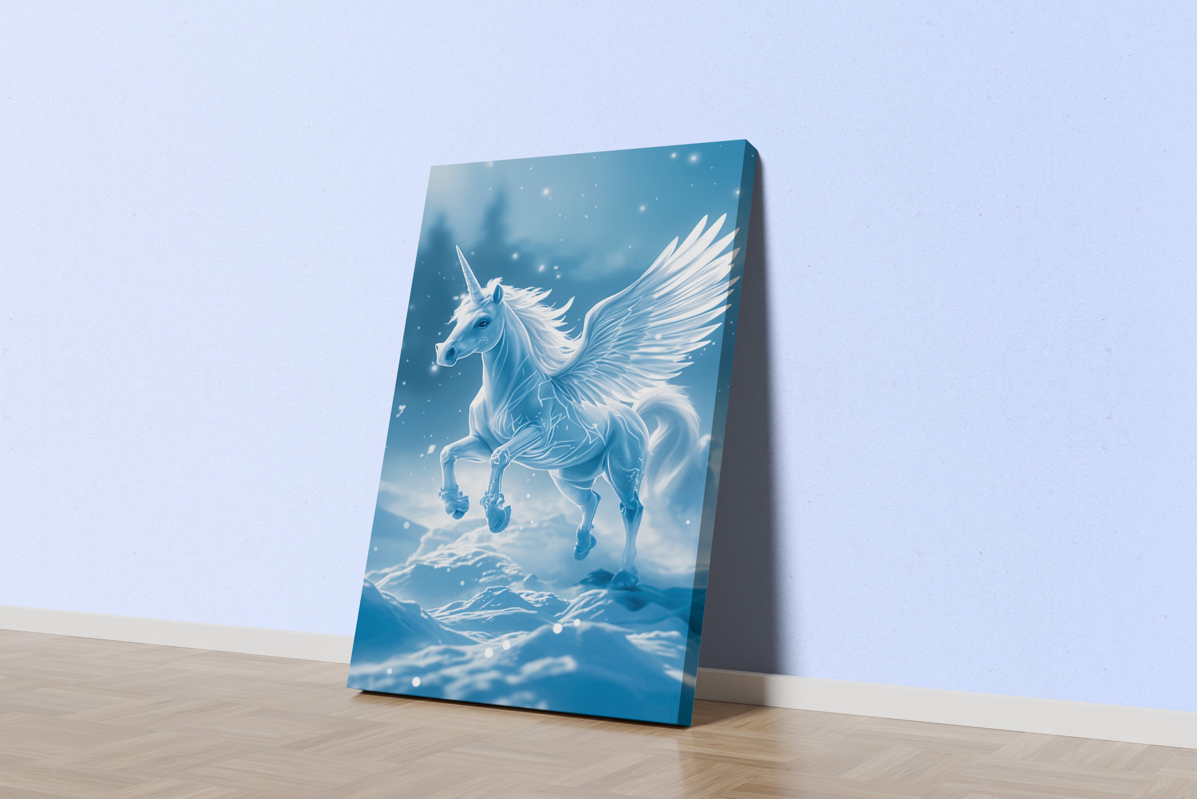 ai creation, unicorn in the ice, unicorn, pet, ai art, art, kanvas tablo