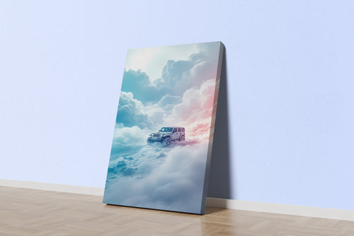 ai creation, white chip emerging from the clouds, ai art, art, kanvas tablo