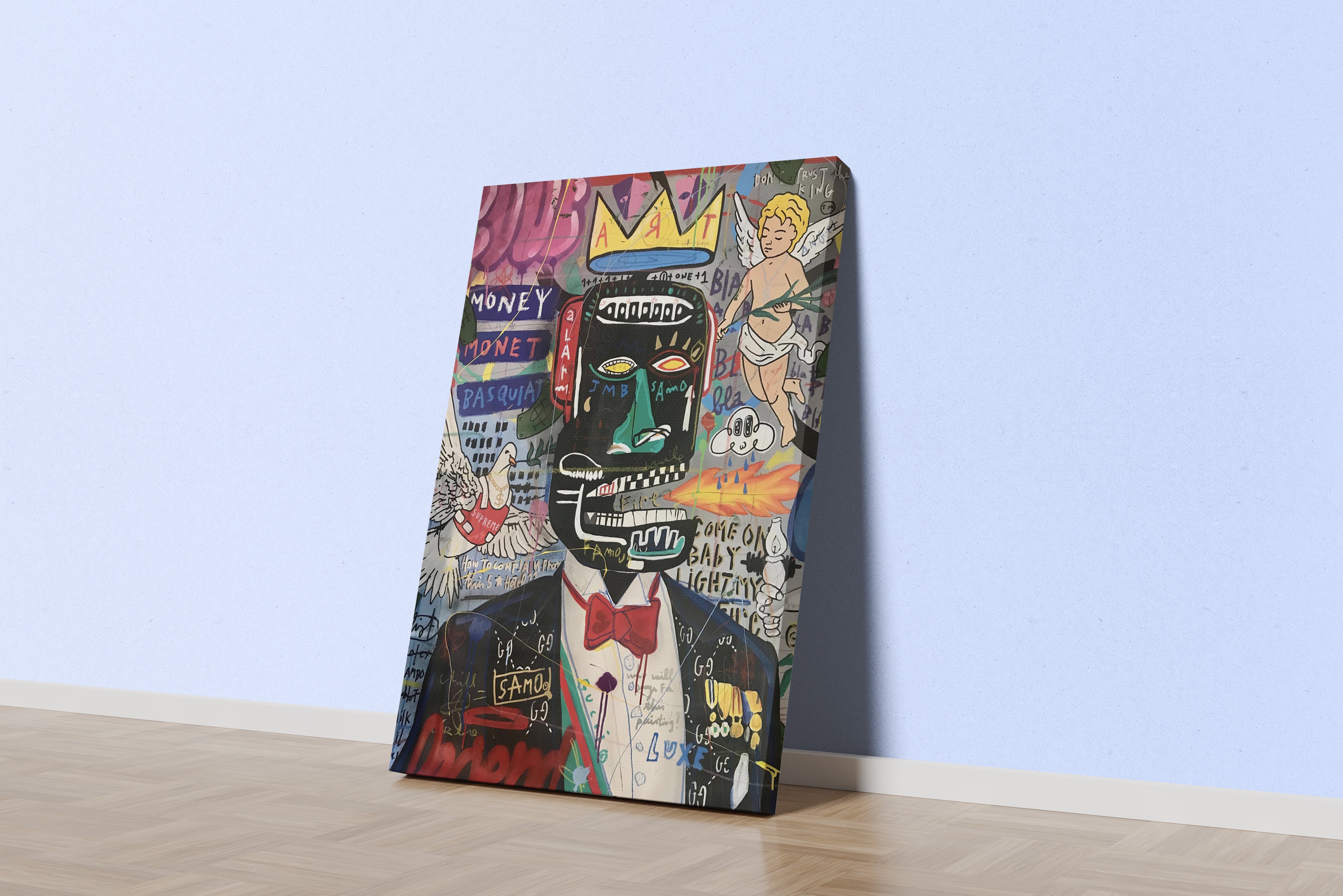 Jean-Michel Basquiat Crowned Portrait Pop Art Kanvas Tablo