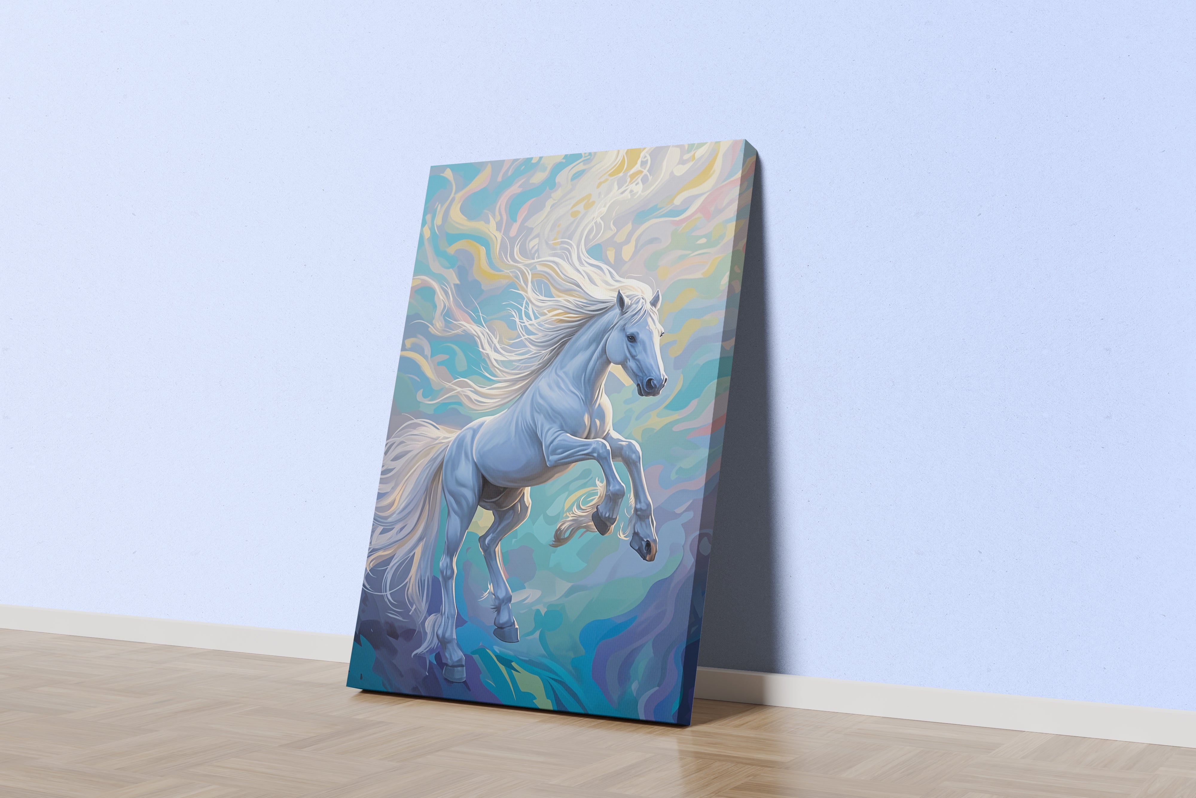 ai creation, white horse to the rise, ai art, art, kanvas tablo