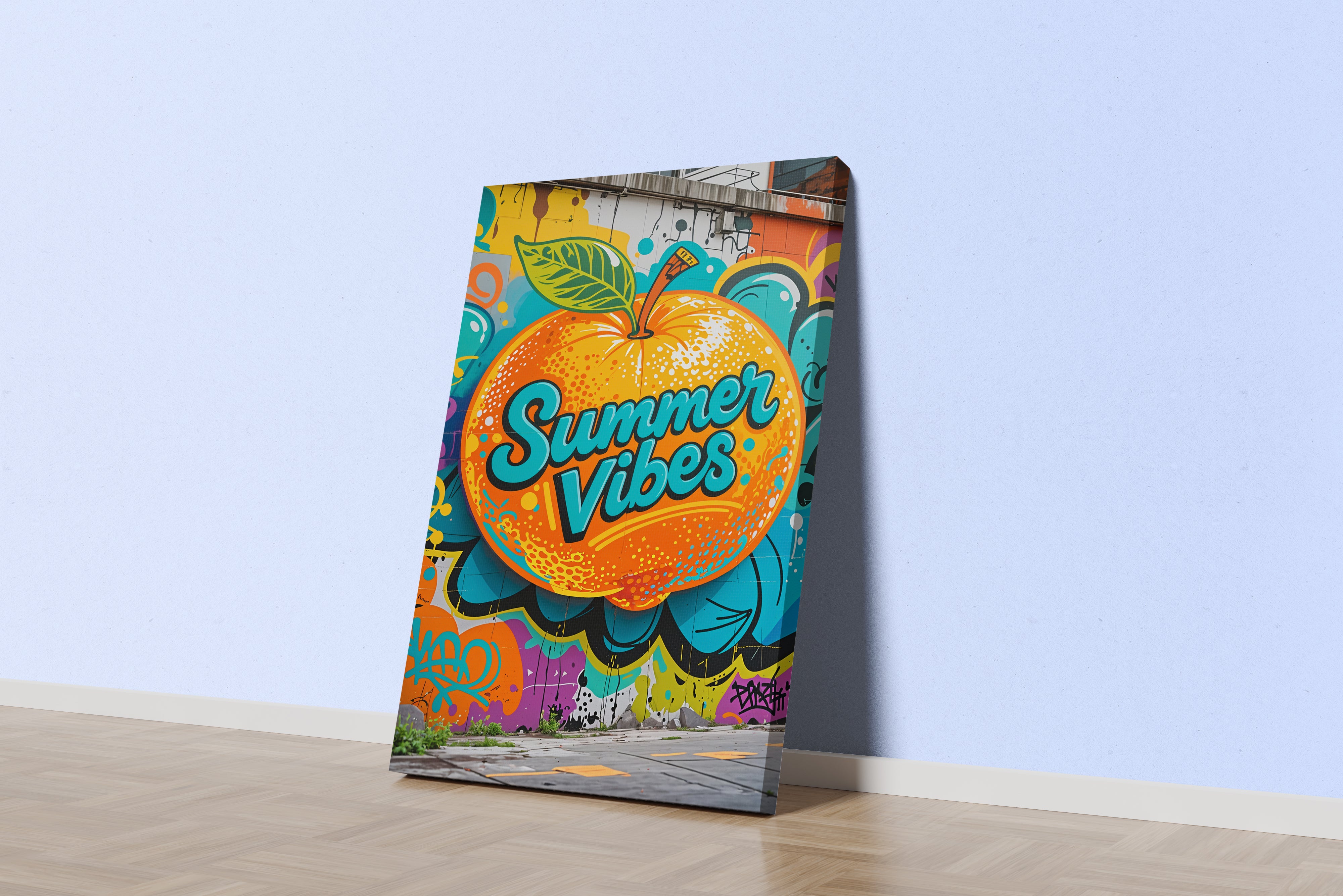 ai creation, summer vibes with graffiti, ai art, art, kanvas tablo
