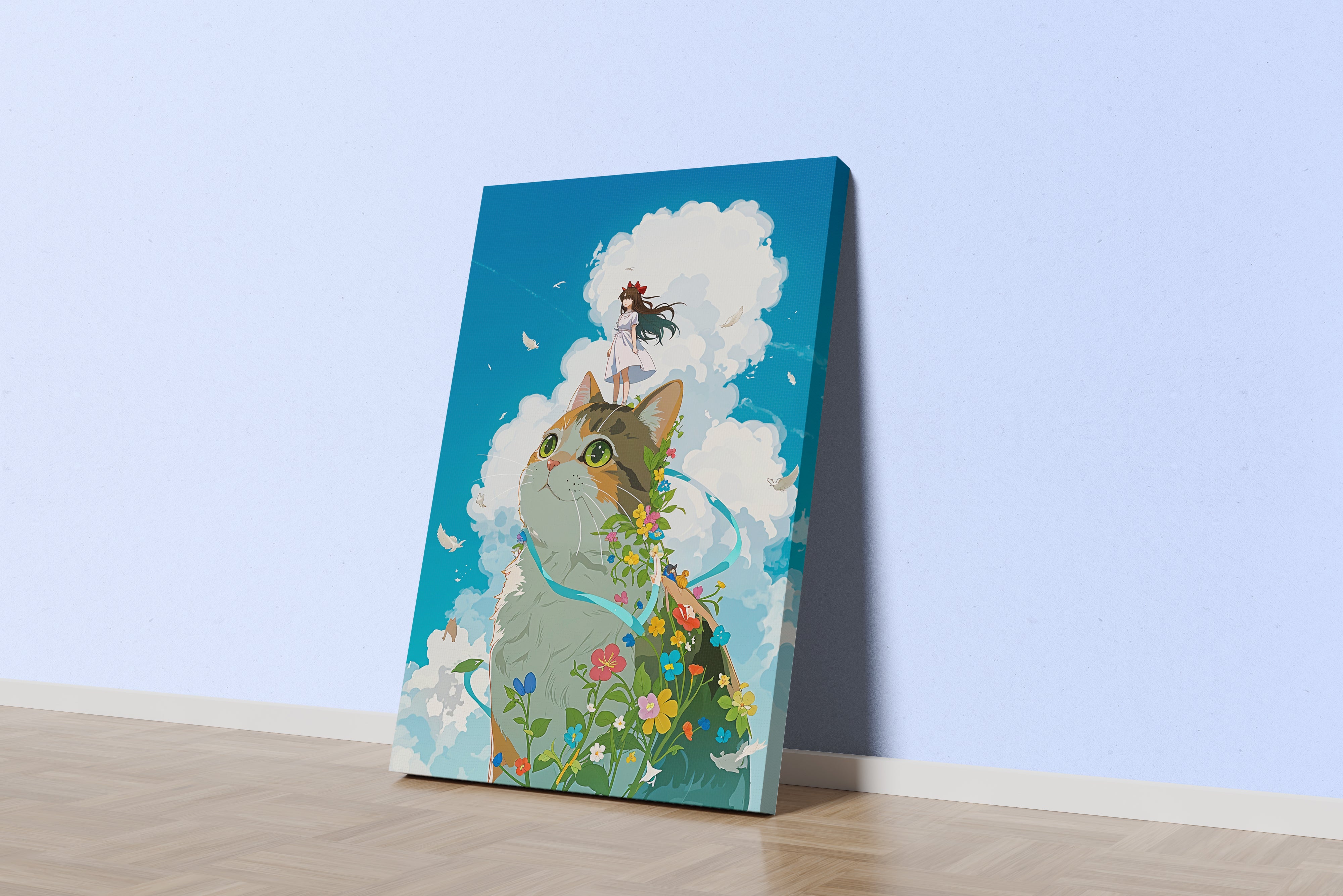 ai creation, Studio Ghibli themed cat, pet, ai art, art, kanvas tablo