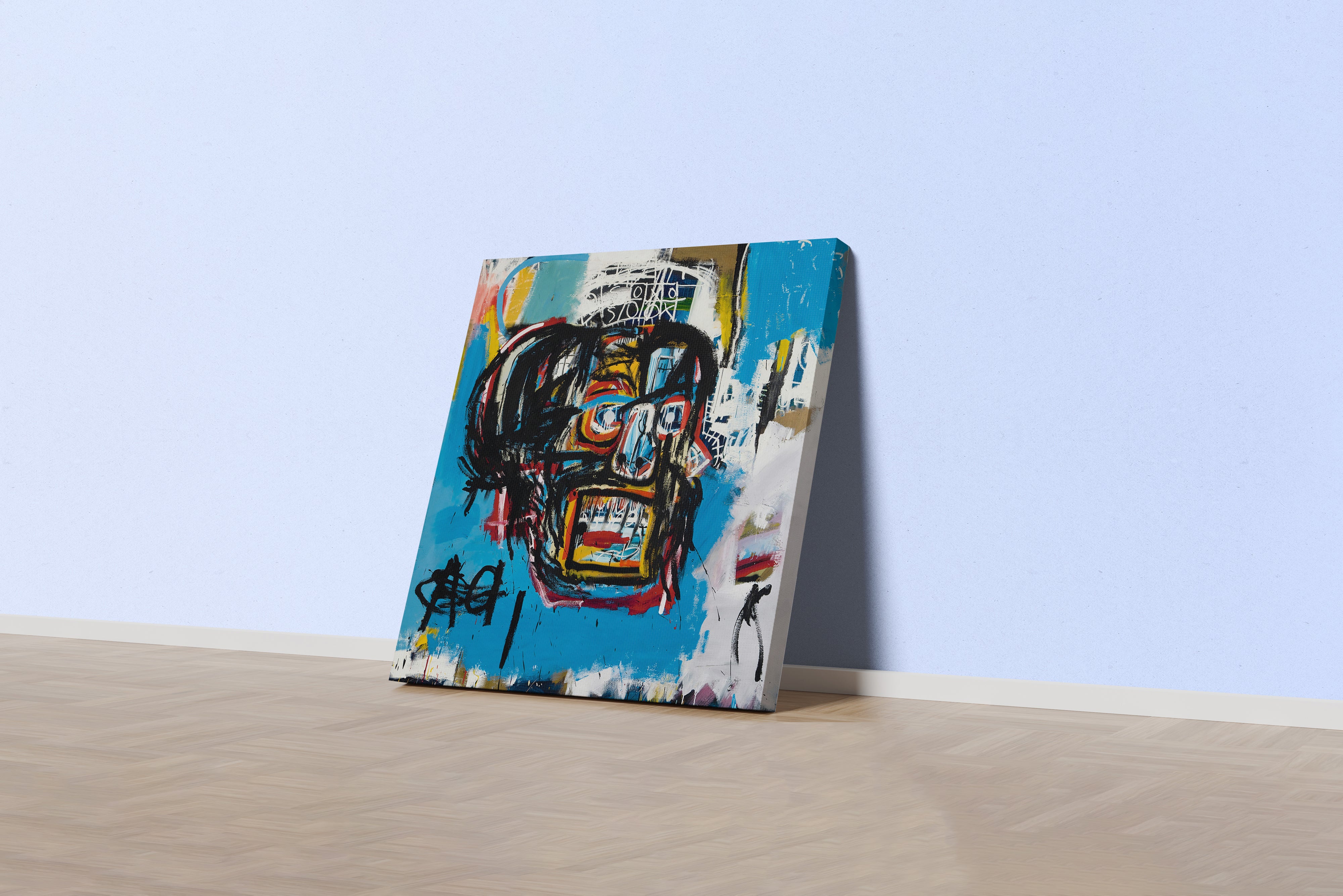 Jean-Michel Basquiat'nın İkonik Başyapıtı Untitled (Kurukafa) Sokak Sanatı Kanvas Tablo