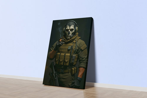 Call of Duty Modern Warfare'in İkonik Karakteri Simon "Ghost" Riley Kurukafa Maskeli Asker Kanvas Tablo