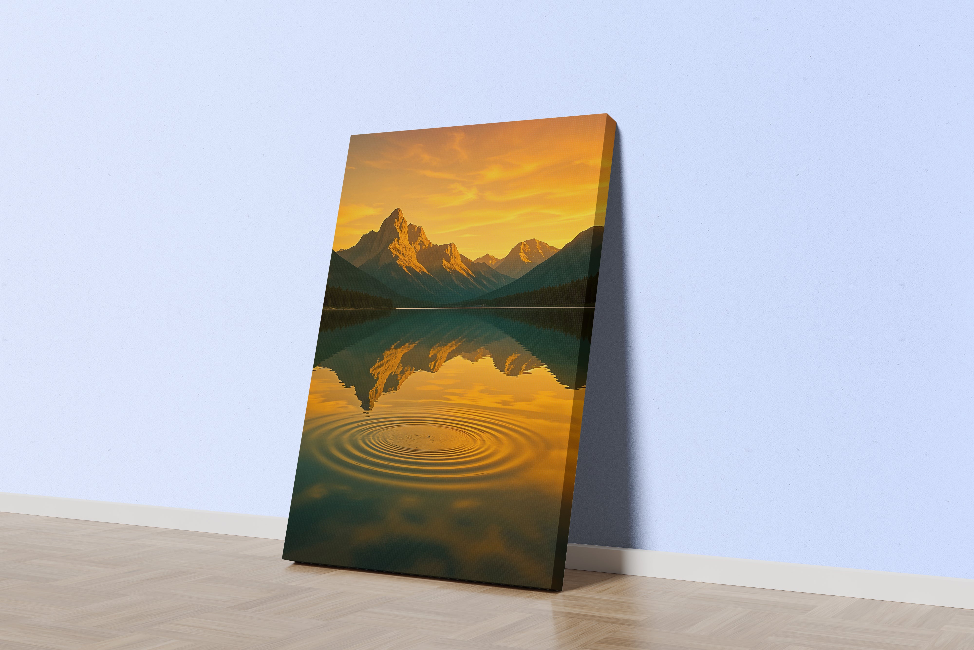 ai creation, mountain and river views, ai art, art, kanvas tablo