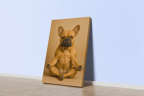 ai creation, dog performing yoga model 2, ai art, art, kanvas tablo