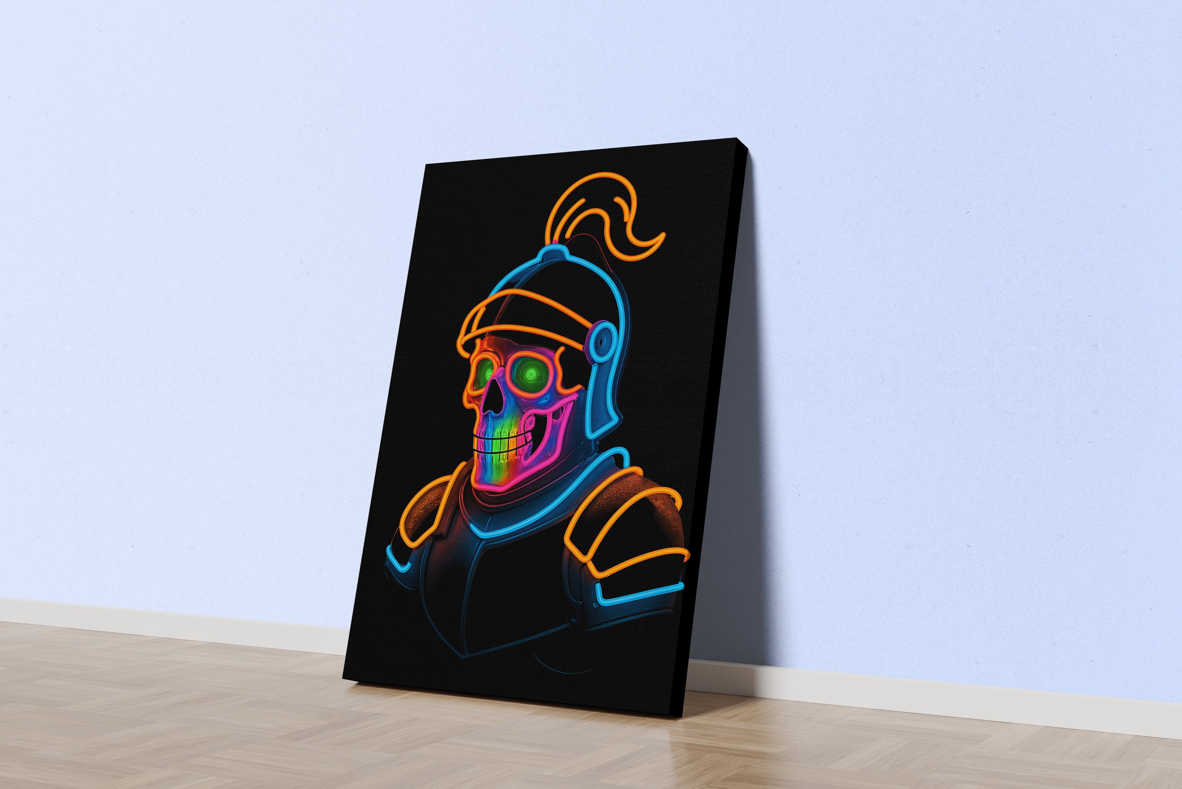 ai creation, laughing warrior skeleton, ai art, art, kanvas tablo