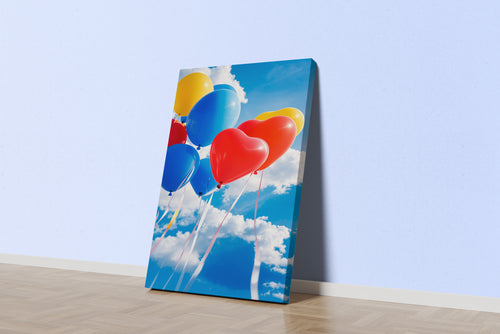 ai creation, different shaped balloons floating in the sky, ai art, art, kanvas tablo