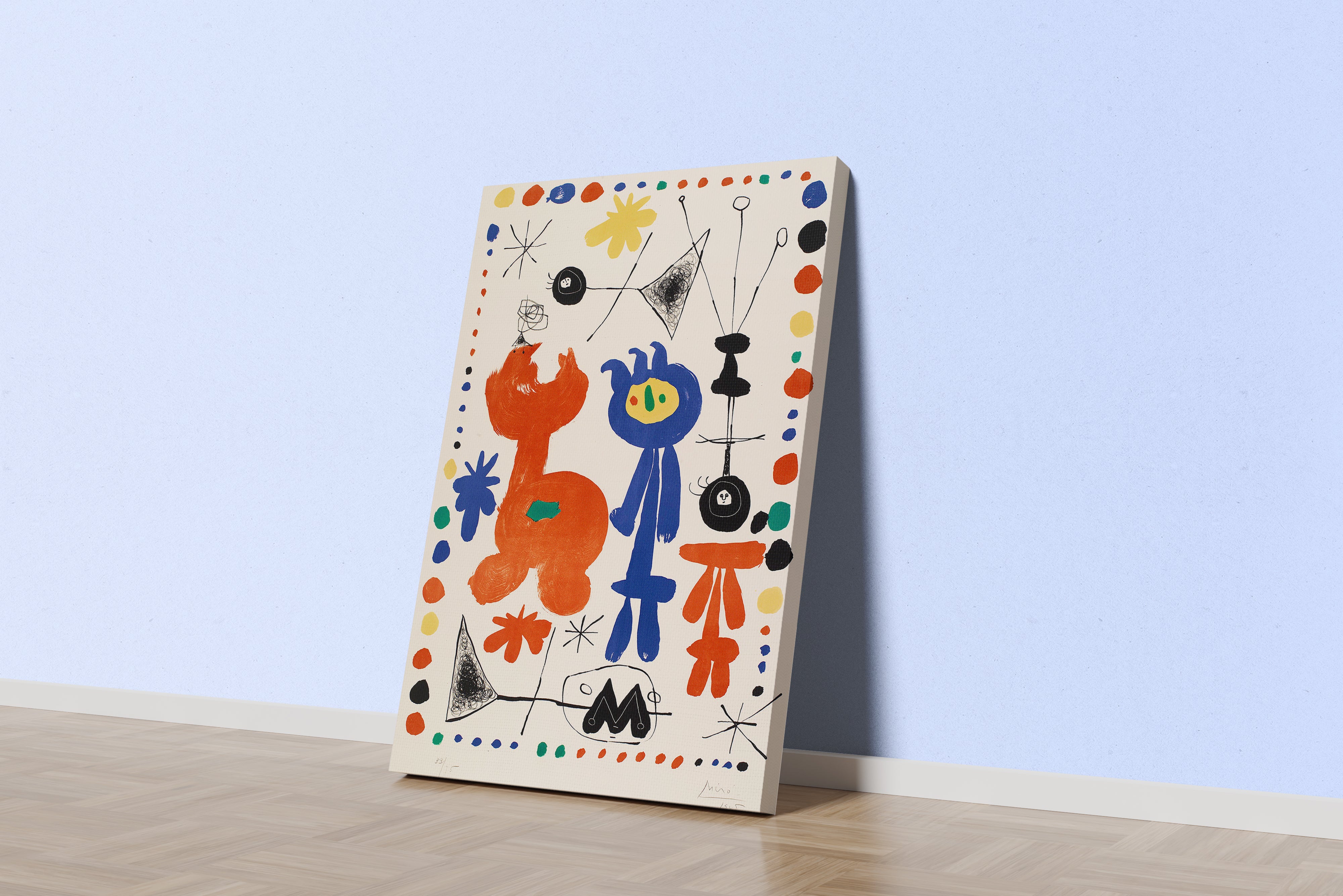 Joan Miró Renkli Figürler ve Semboller Kanvas Tablo