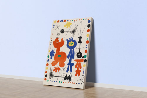 Joan Miró Renkli Figürler ve Semboller Kanvas Tablo