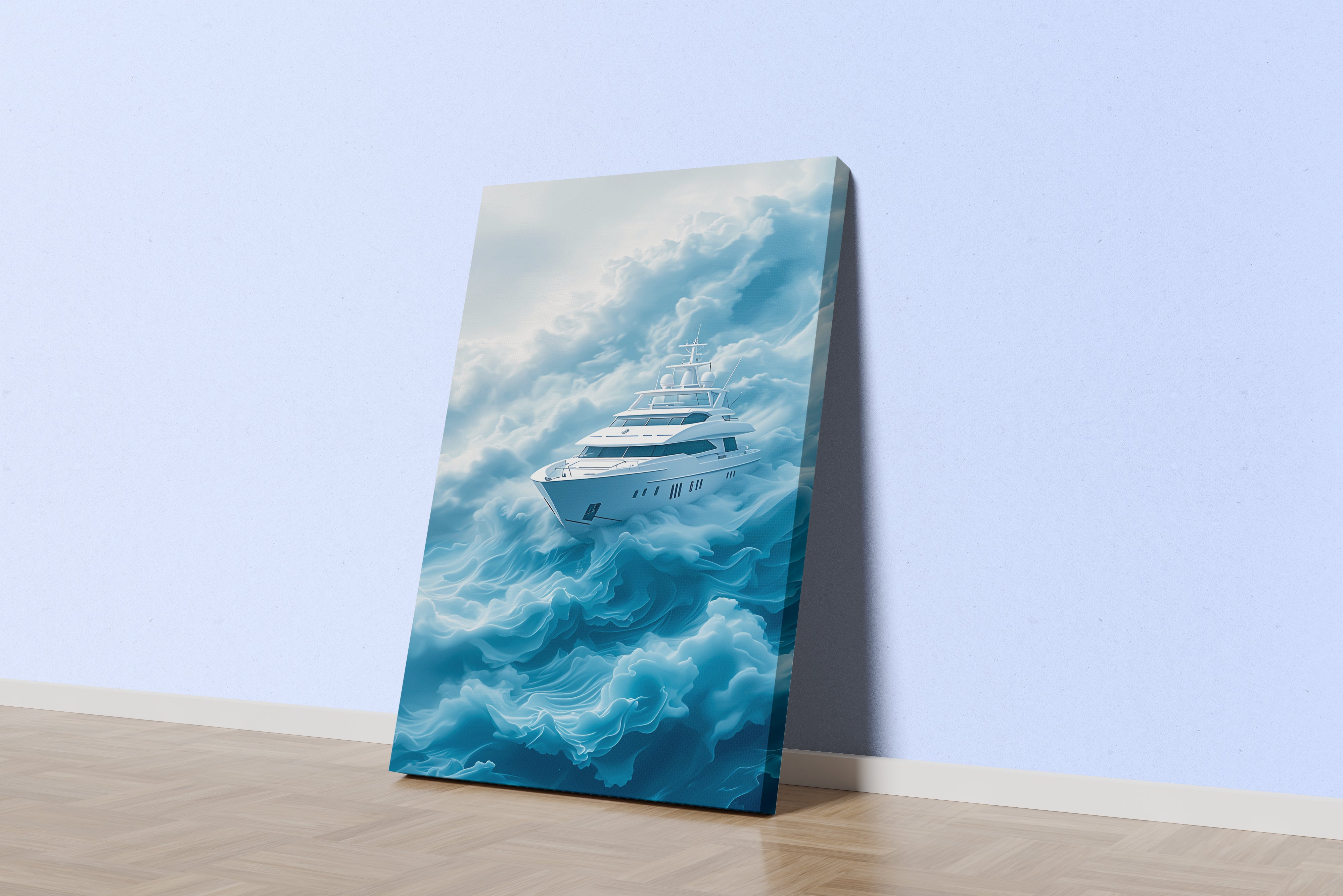 ai creation, a yacht floating in the clouds, ai art, art, kanvas tablo