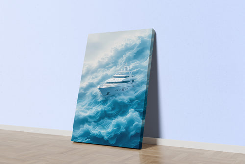 ai creation, a yacht floating in the clouds, ai art, art, kanvas tablo