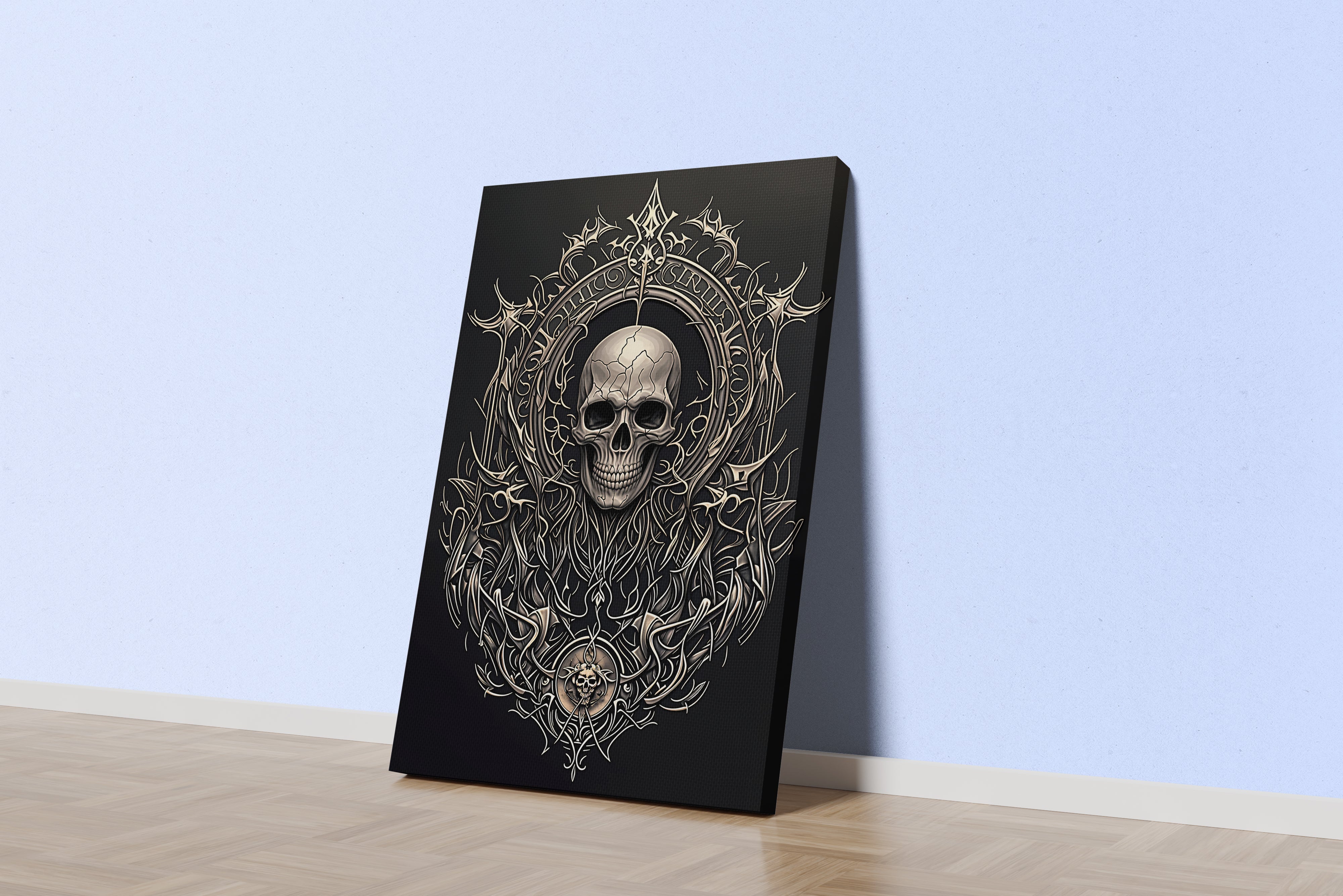ai creation, skeletor medallion, ai art, art, kanvas tablo